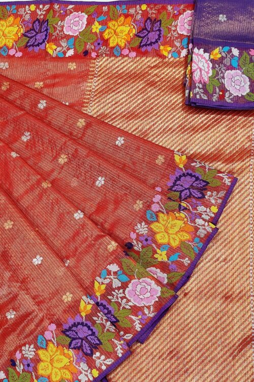 PURE GOLD TISSUE BOTH SIDE PAITHANI BORDER ZARIKOTA HANDLOOM SAREE WITH BLOUSE_T-236