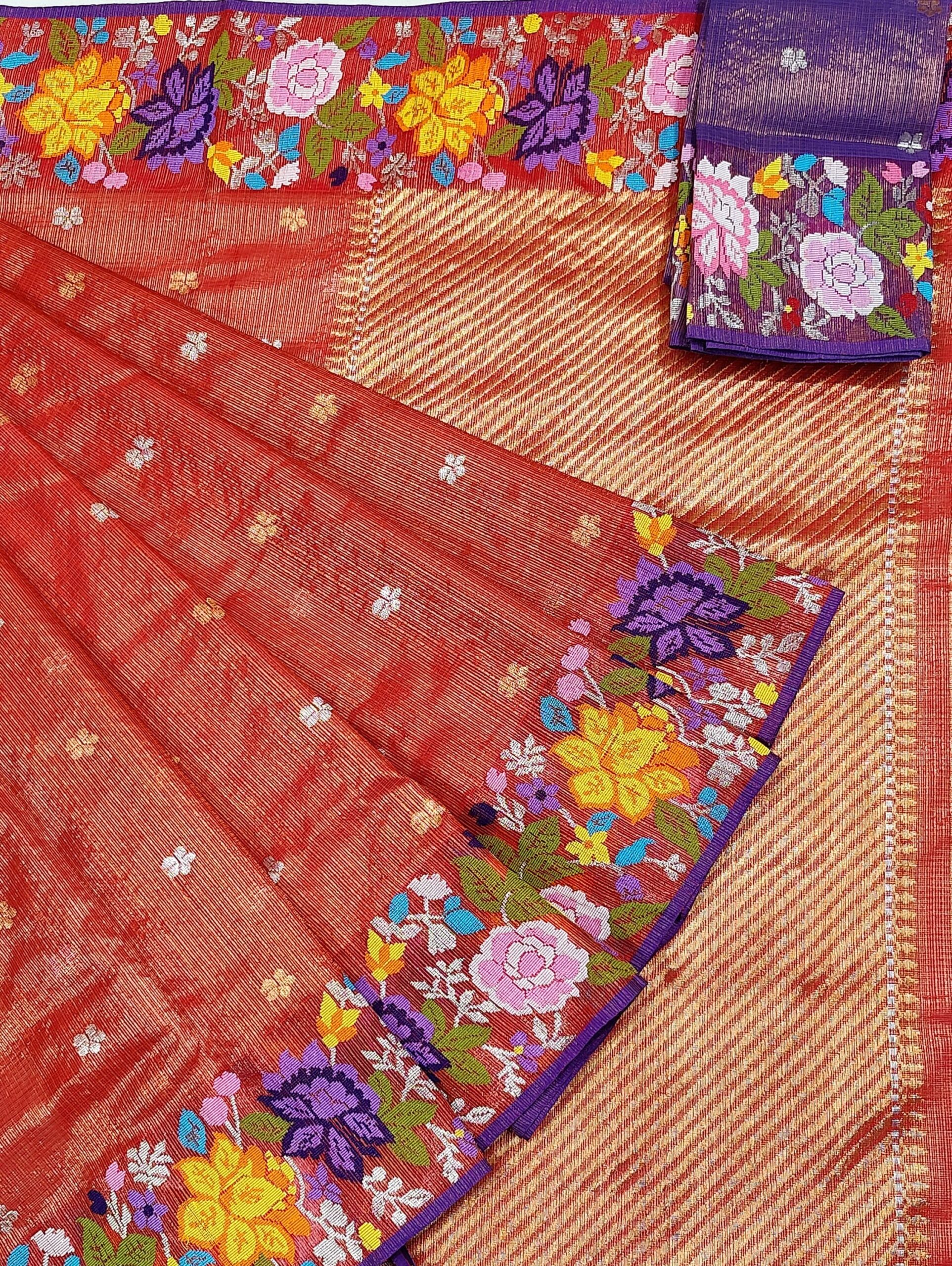 PURE GOLD TISSUE BOTH SIDE PAITHANI BORDER ZARIKOTA HANDLOOM SAREE WITH BLOUSE_T-236