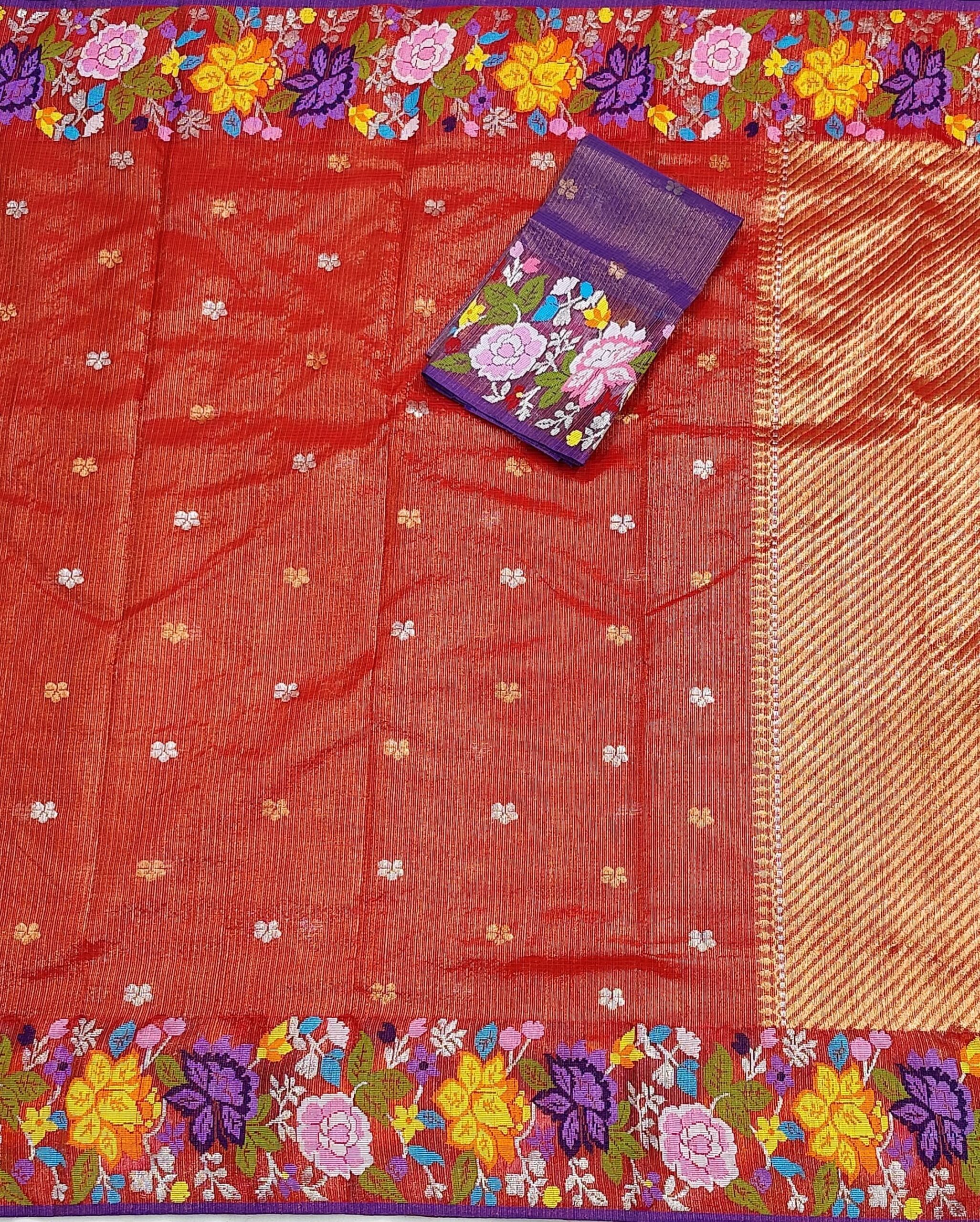 PURE GOLD TISSUE BOTH SIDE PAITHANI BORDER ZARIKOTA HANDLOOM SAREE WITH BLOUSE_T-236 - Image 3