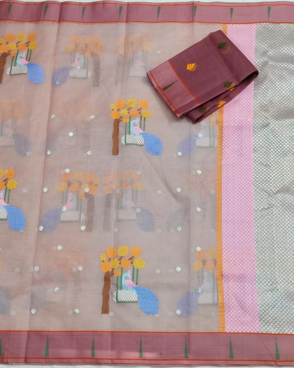 PURE ZARIKOTA HANDLOOM BUTA SAREE WITH BLOUSE B1552 - Image 3