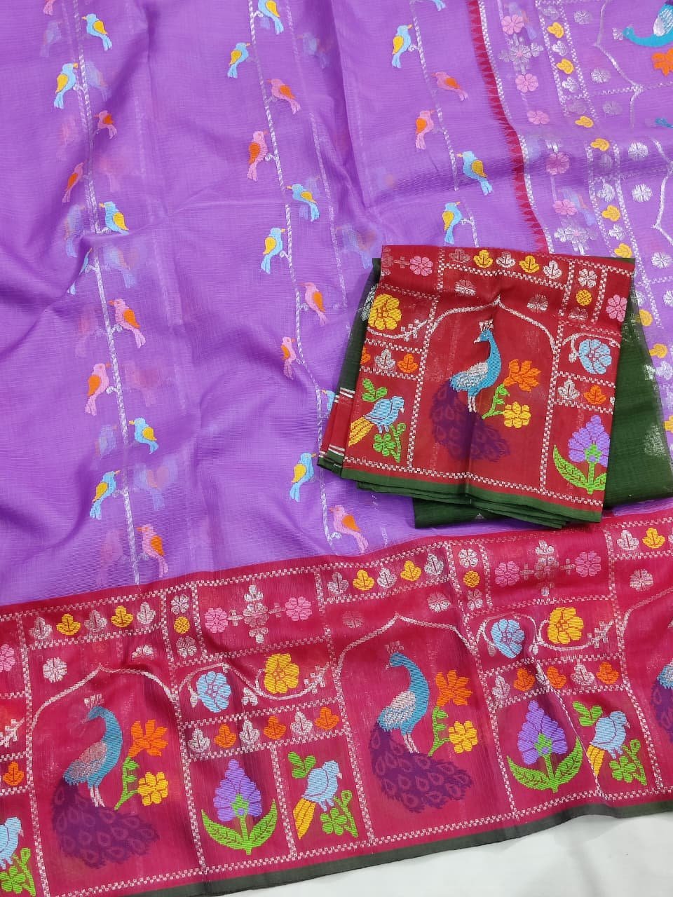 PURE BIG PAITHANI BORDER ZARIKOTA HANDLOOM SAREE S-138 - Image 2