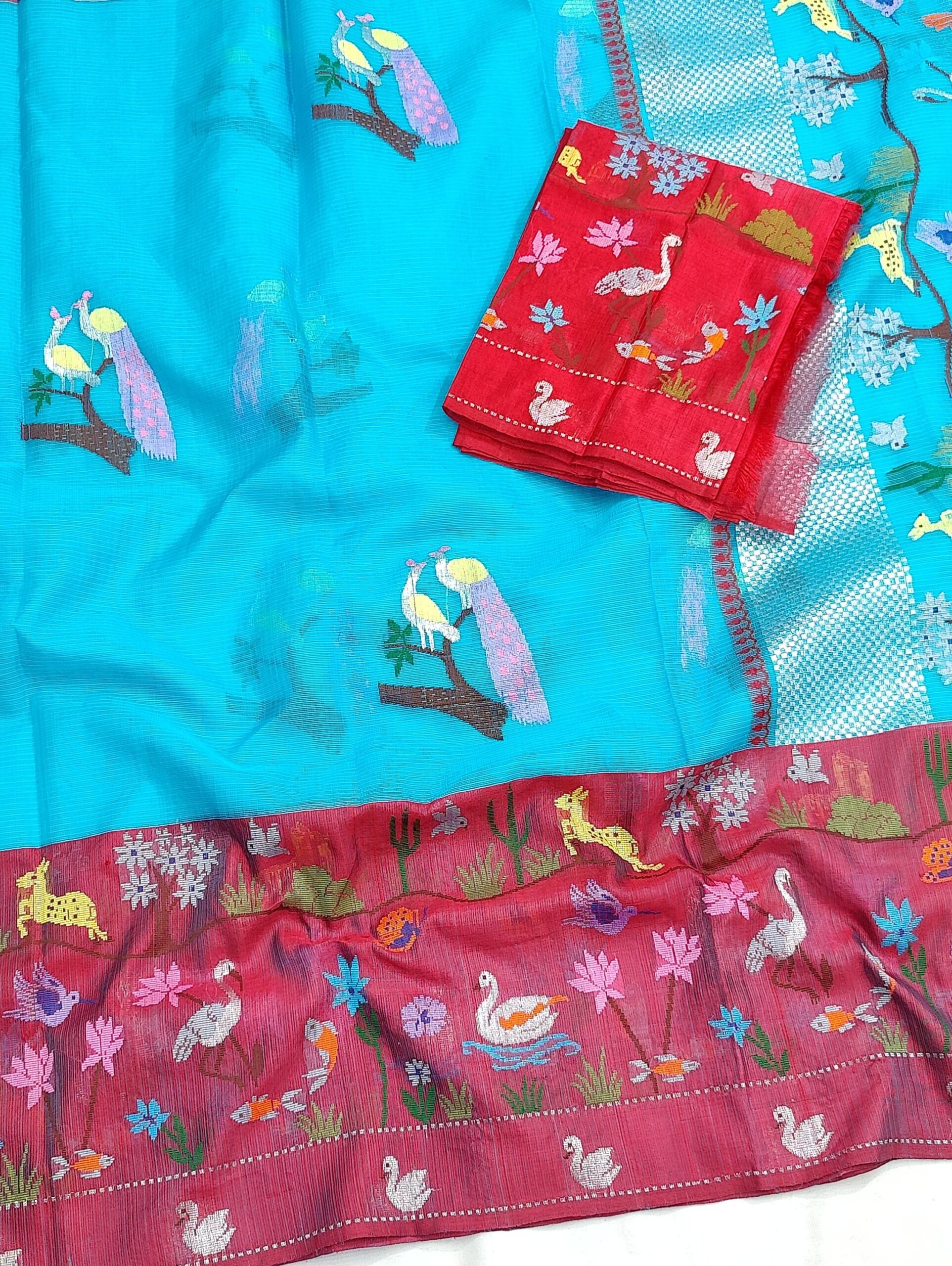 PURE BIG PAITHANI BORDER ZARIKOTA HANDLOOM SAREE S-139 - Image 2