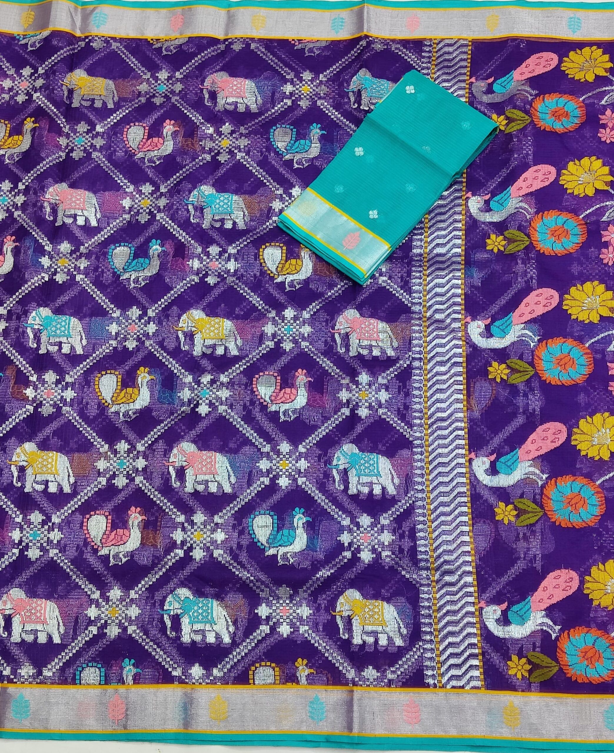 PURE ALL OVER JAAL ZARIKOTA HANDLOOM SAREE WITH BLOUSE_J527 - Image 3