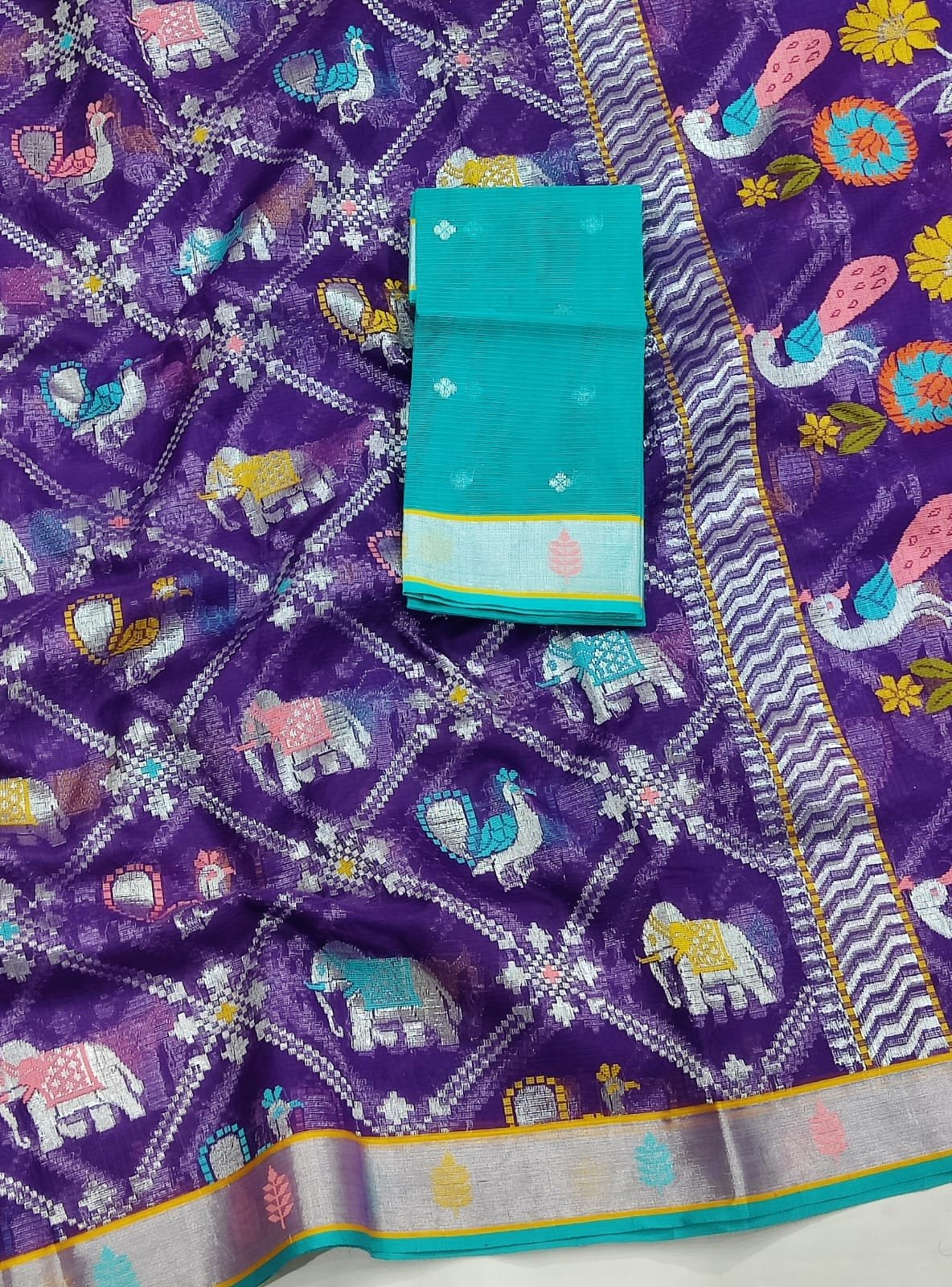 PURE ALL OVER JAAL ZARIKOTA HANDLOOM SAREE WITH BLOUSE_J527 - Image 2