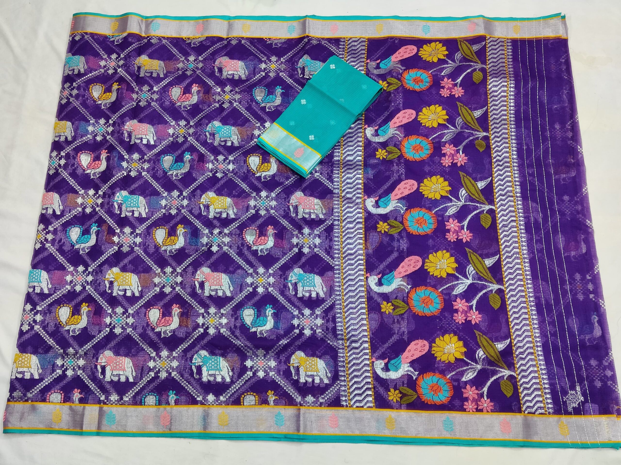 PURE ALL OVER JAAL ZARIKOTA HANDLOOM SAREE WITH BLOUSE_J527 - Image 4