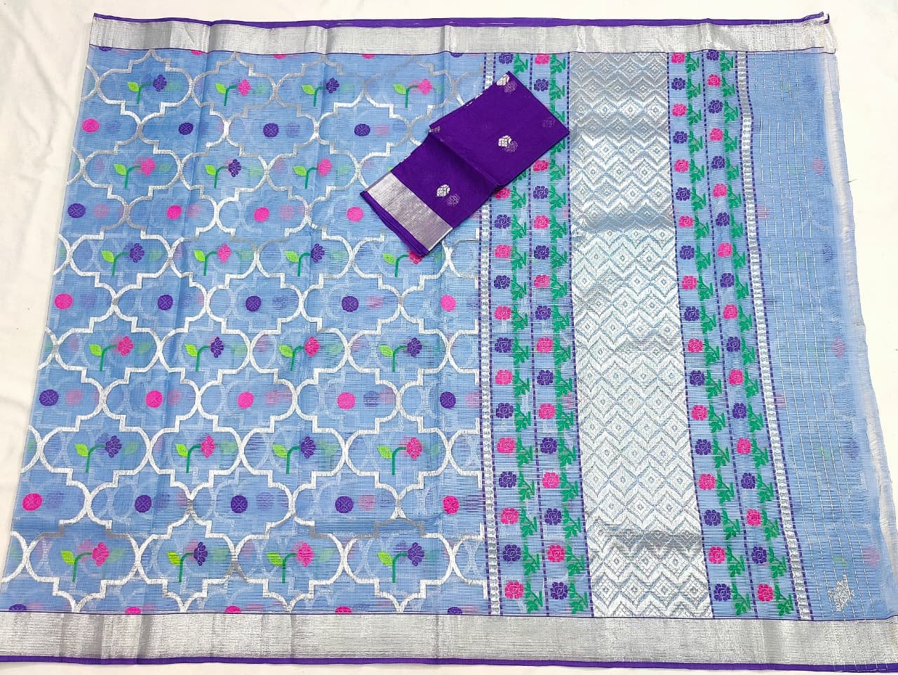 PURE ALL OVER JAAL ZARIKOTA HANDLOOM SAREE WITH BLOUSE_J528 - Image 3