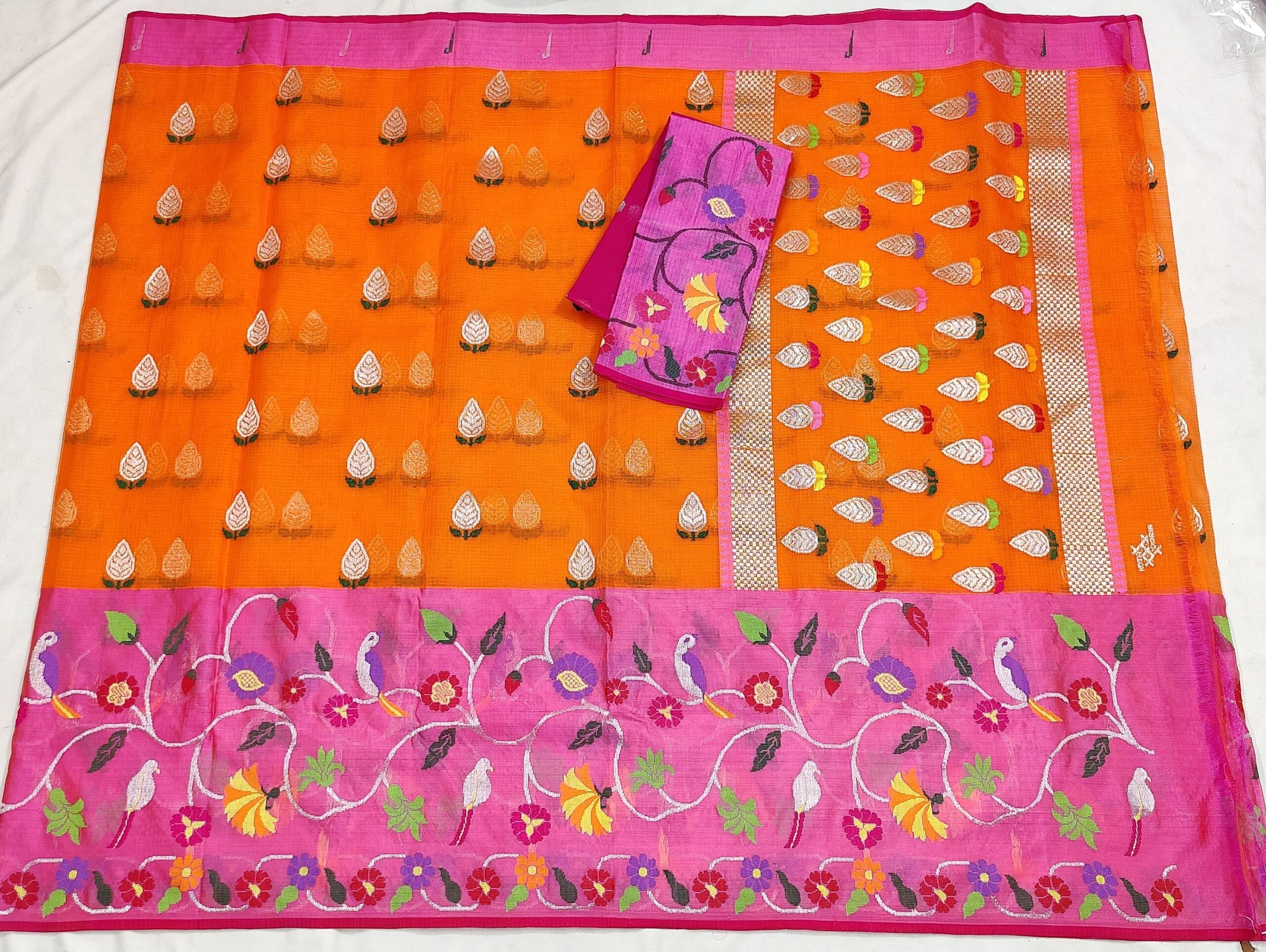 PURE BIG PAITHANI BORDER ZARIKOTA HANDLOOM SAREE S-140 - Image 4