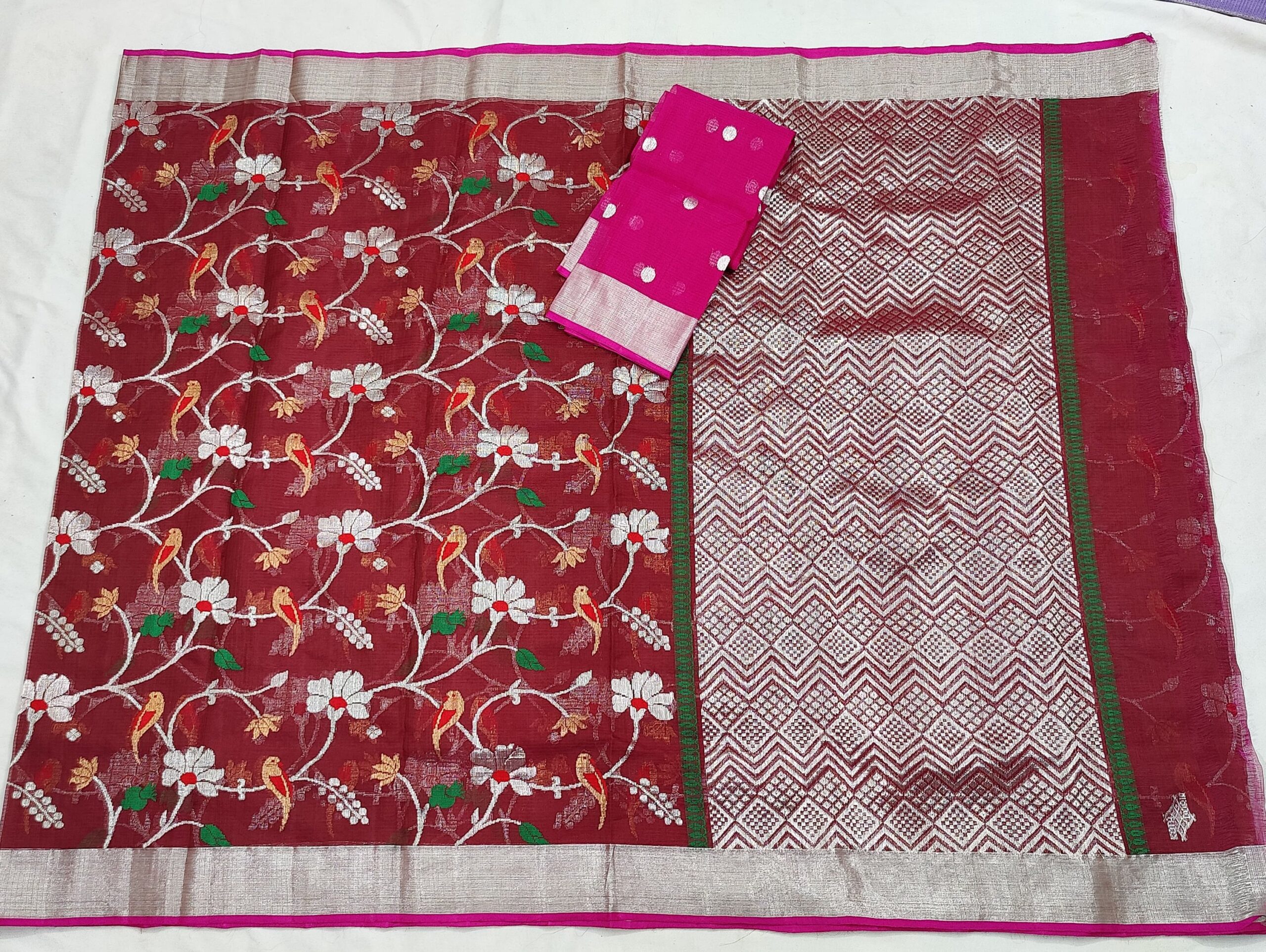 PURE ALL OVER JAAL ZARIKOTA HANDLOOM SAREE WITH BLOUSE_J532 - Image 4