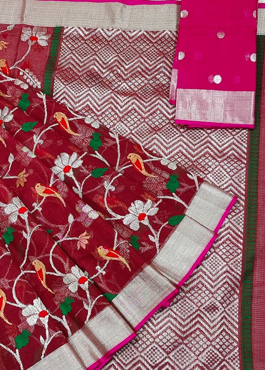 PURE ALL OVER JAAL ZARIKOTA HANDLOOM SAREE WITH BLOUSE_J532