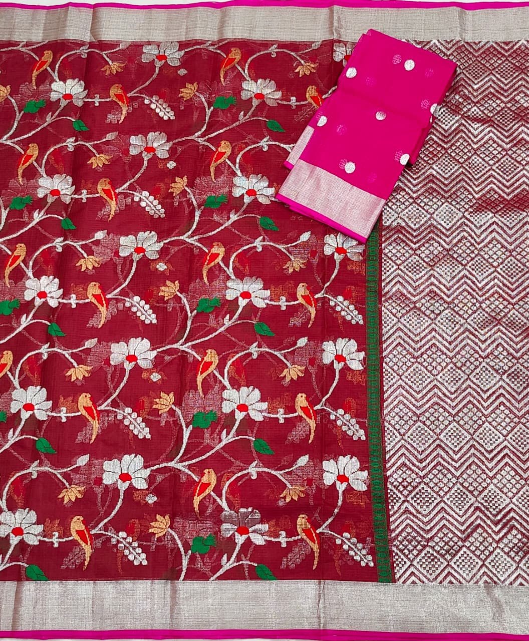 PURE ALL OVER JAAL ZARIKOTA HANDLOOM SAREE WITH BLOUSE_J532 - Image 3