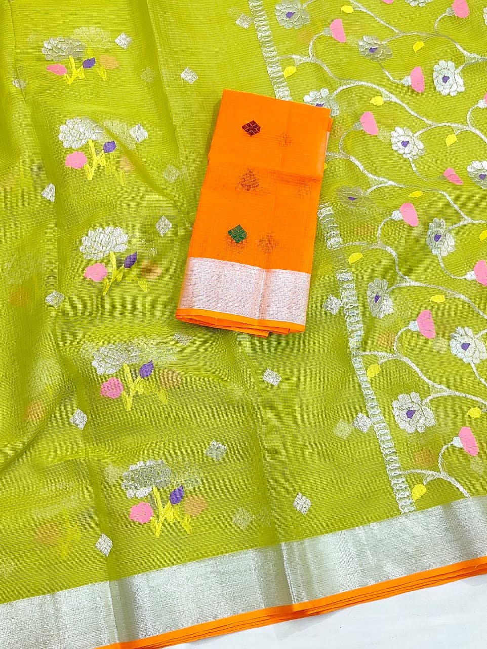 PURE ZARIKOTA HANDLOOM BUTA SAREE WITH BLOUSE B1582 - Image 2