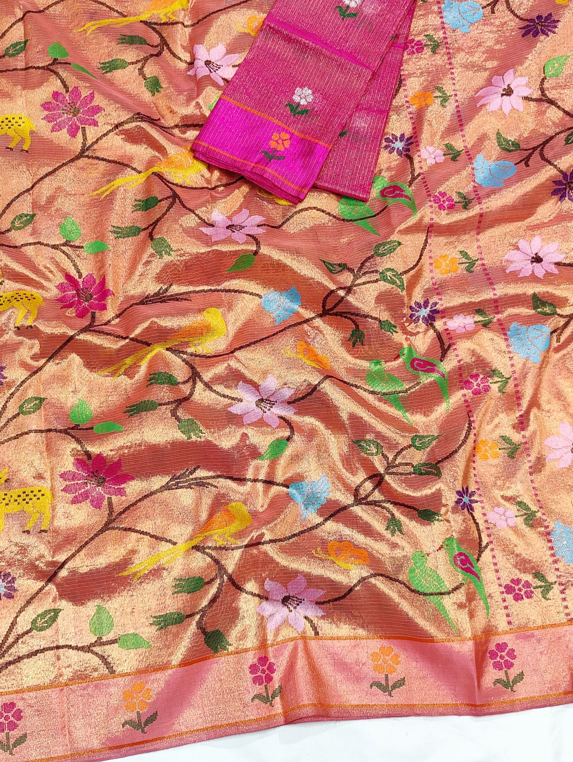 PURE GOLD DUBBLE TISSUE ALL OVER JAAL ZARIKOTA HANDLOOM SAREE_T-387 - Image 2