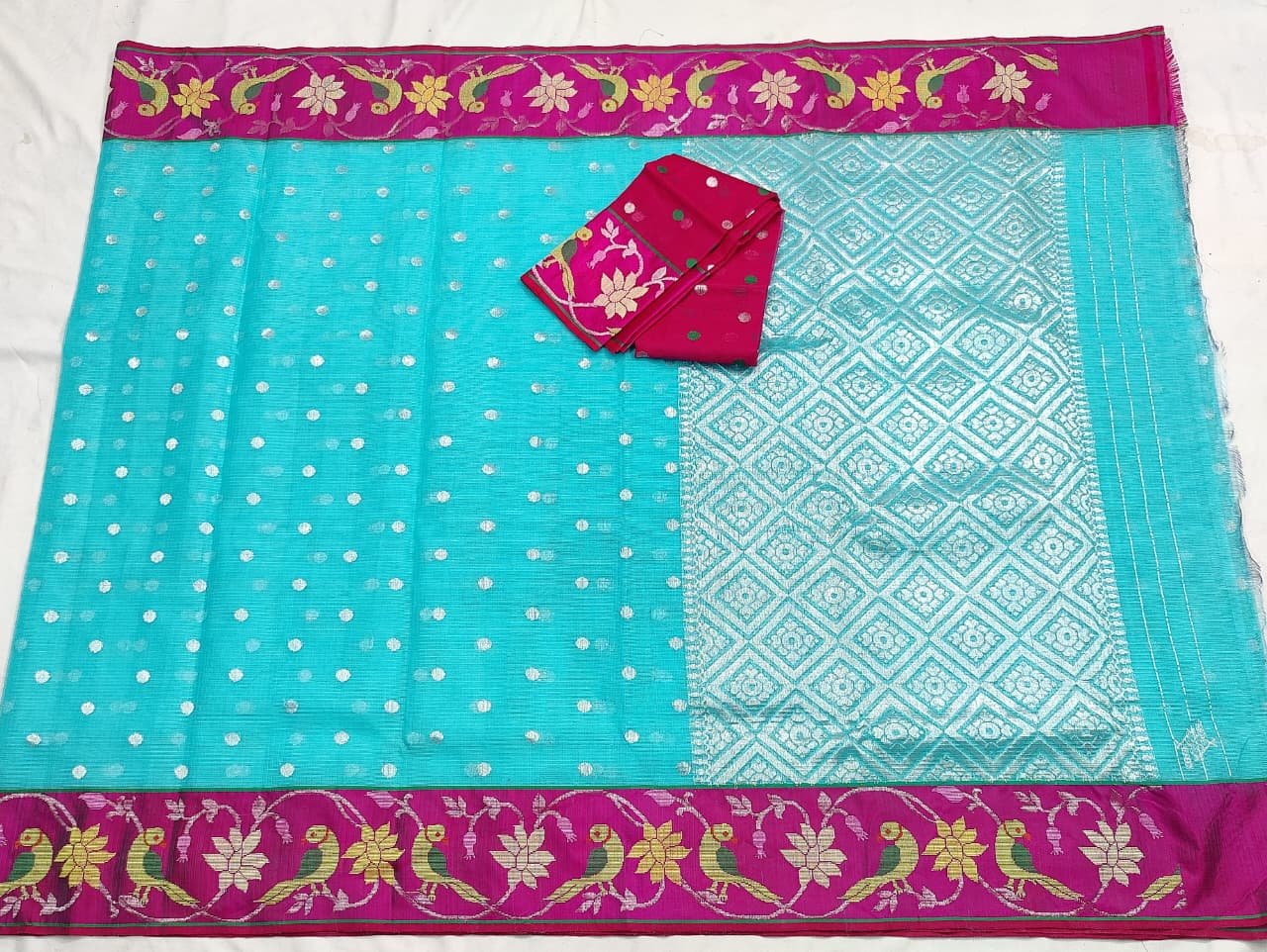 PURE BOTH SIDE PAITHANI BORDER ZARIKOTA HANDLOOM SAREE S-152 - Image 4