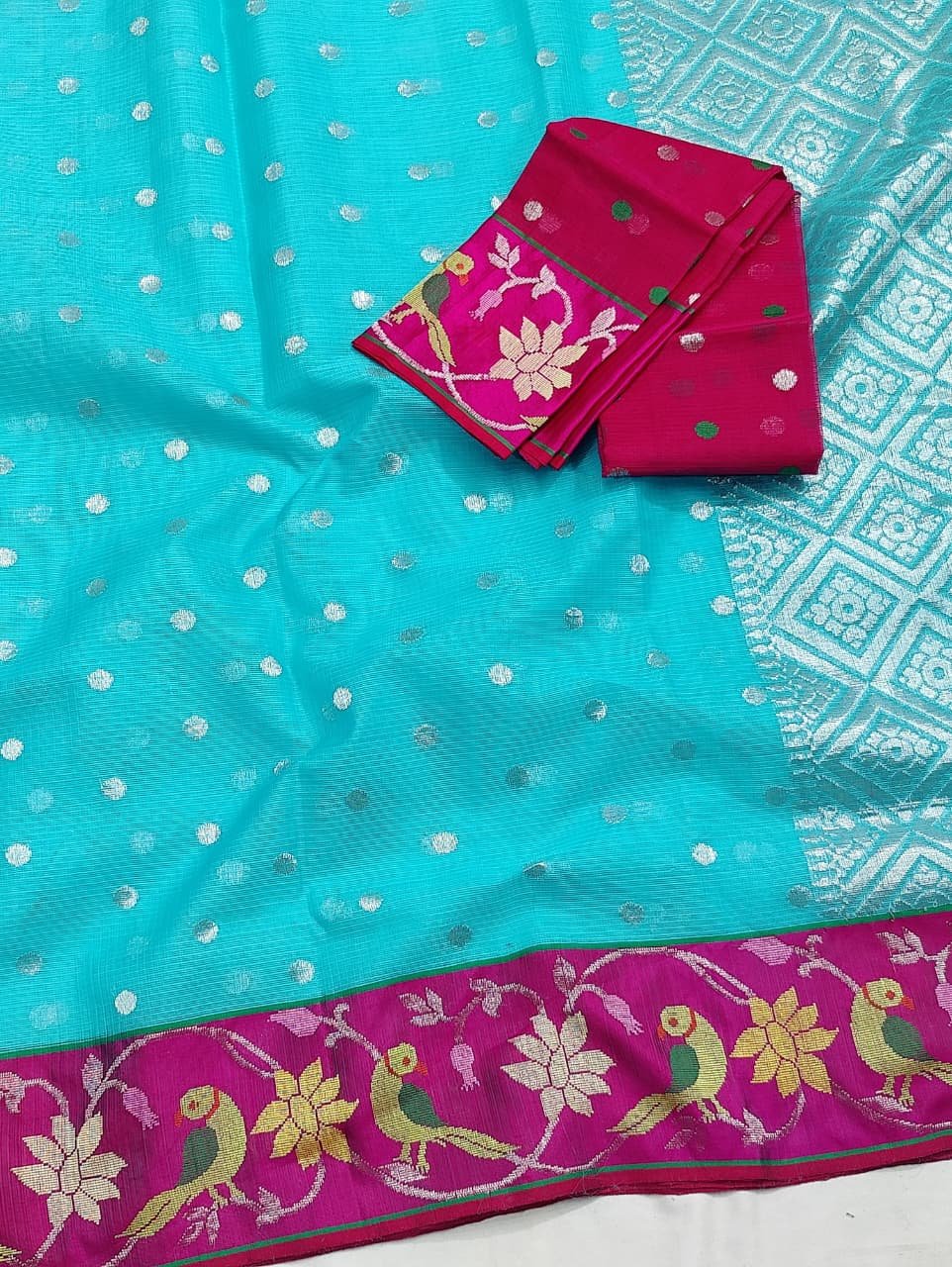 PURE BOTH SIDE PAITHANI BORDER ZARIKOTA HANDLOOM SAREE S-152 - Image 2