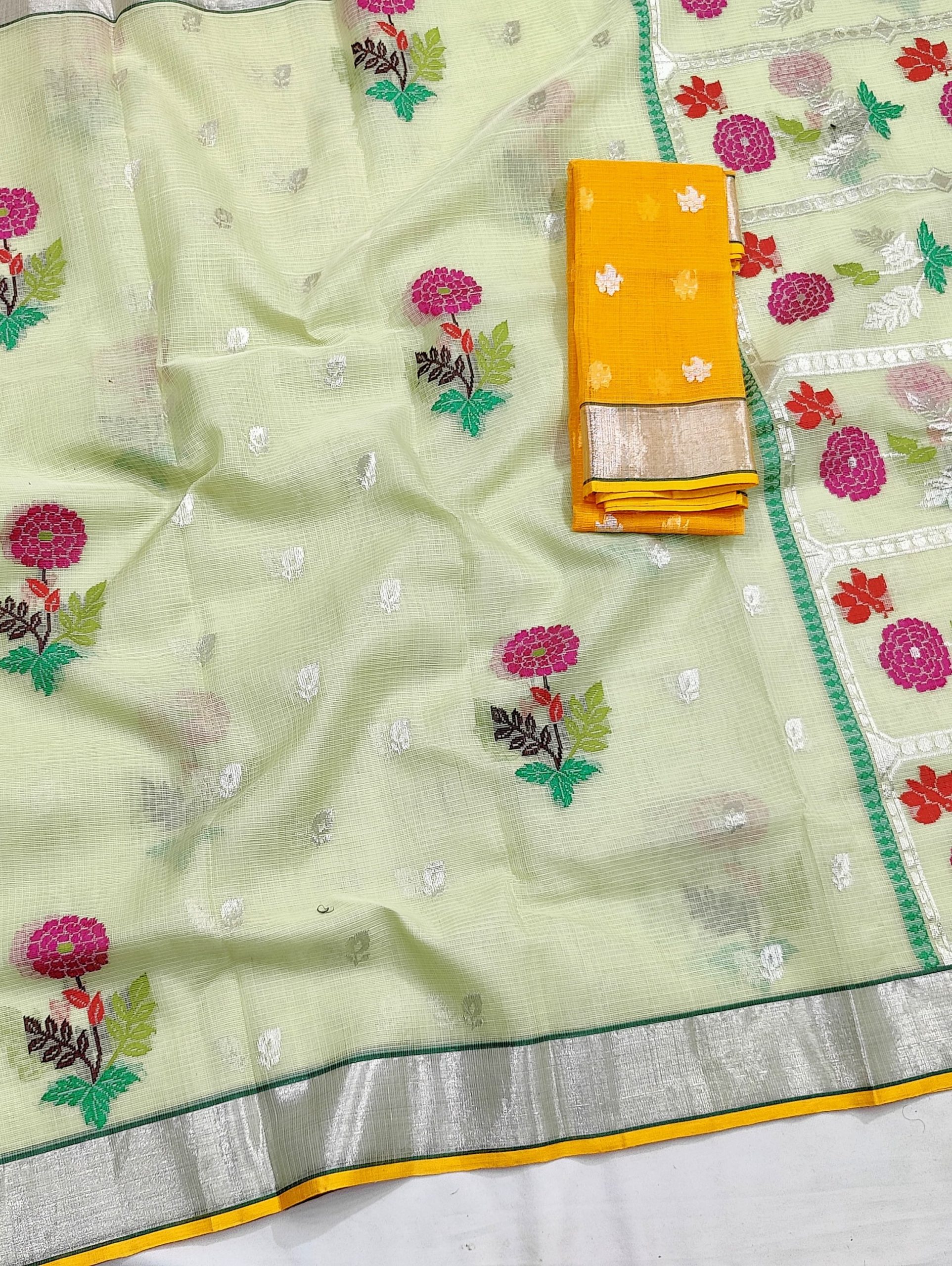 PURE ZARIKOTA HANDLOOM BUTA SAREE WITH BLOUSE B1770 - Image 2
