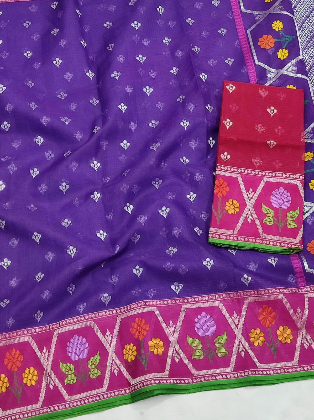 PURE BOTH SIDE PAITHANI BORDER ZARIKOTA HANDLOOM SAREE S-144 - Image 2