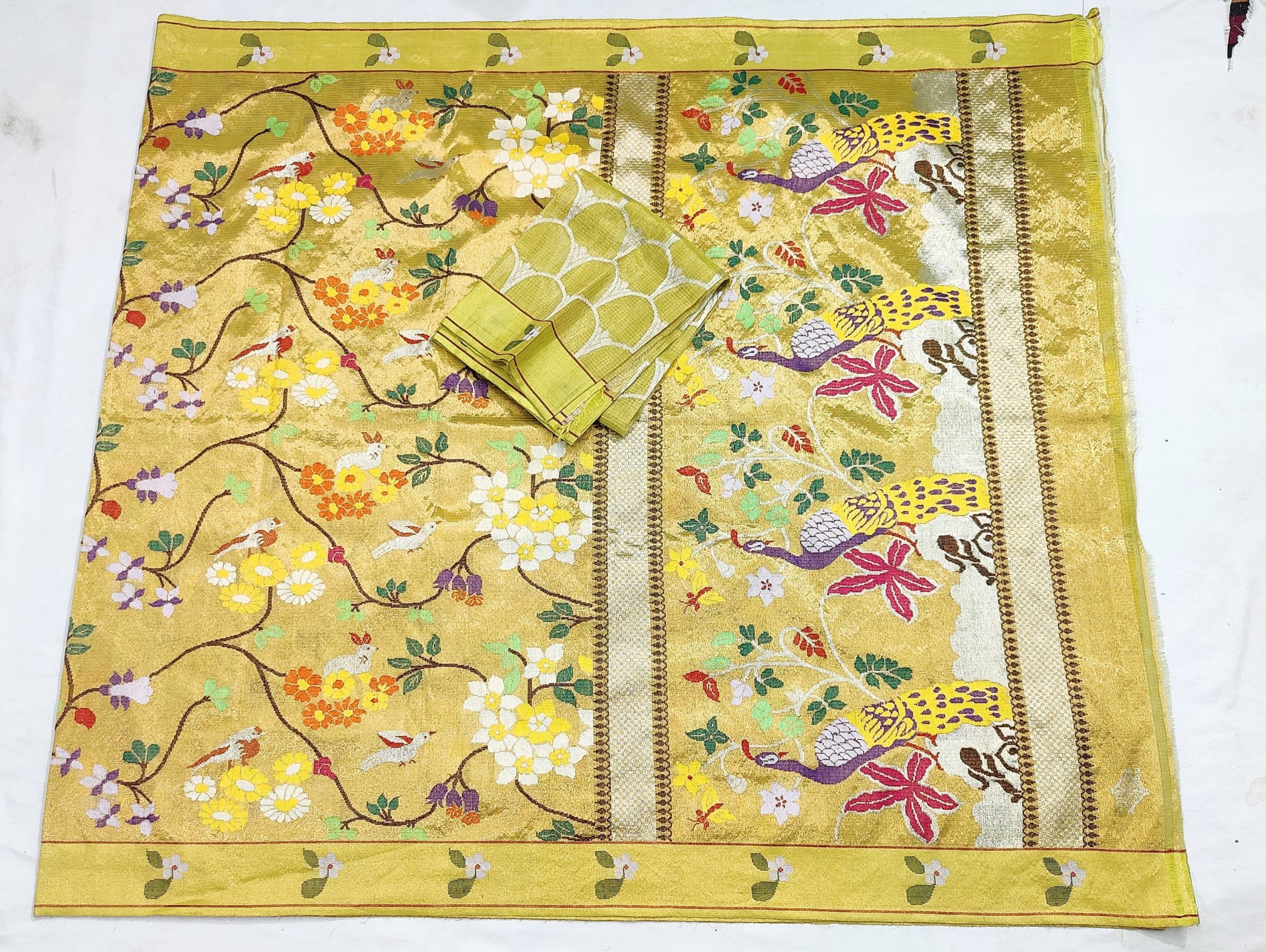 PURE GOLD DUBBLE TISSUE ALL OVER JAAL ZARIKOTA HANDLOOM SAREE_T-363 - Image 4