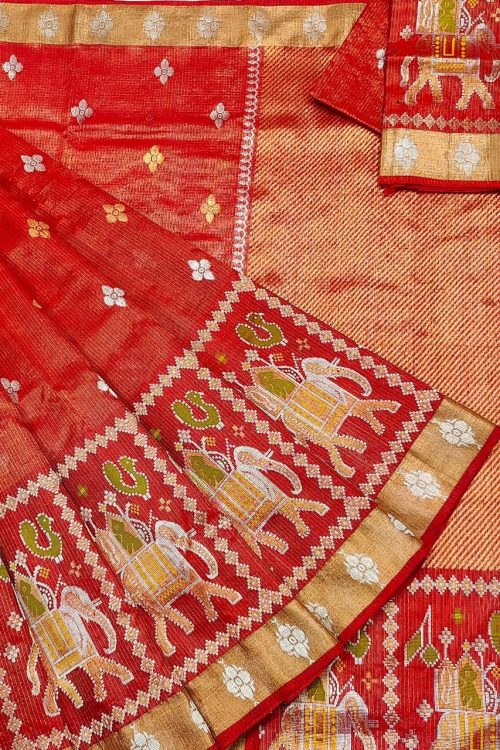PURE GOLD TISSUE BIG PAITHANI BORDER ZARIKOTA HANDLOOM SAREE WITH BLOUSE_T-245