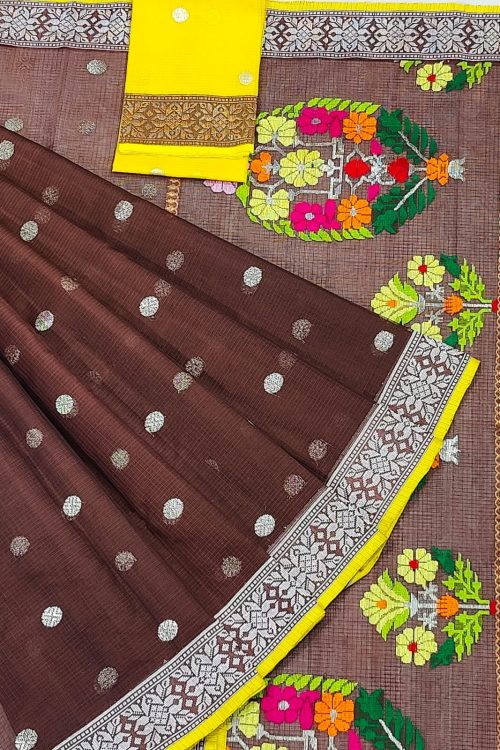 PURE BOTH SIDE KANCHI BORDER ZARIKOTA HANDLOOM SAREE K-46