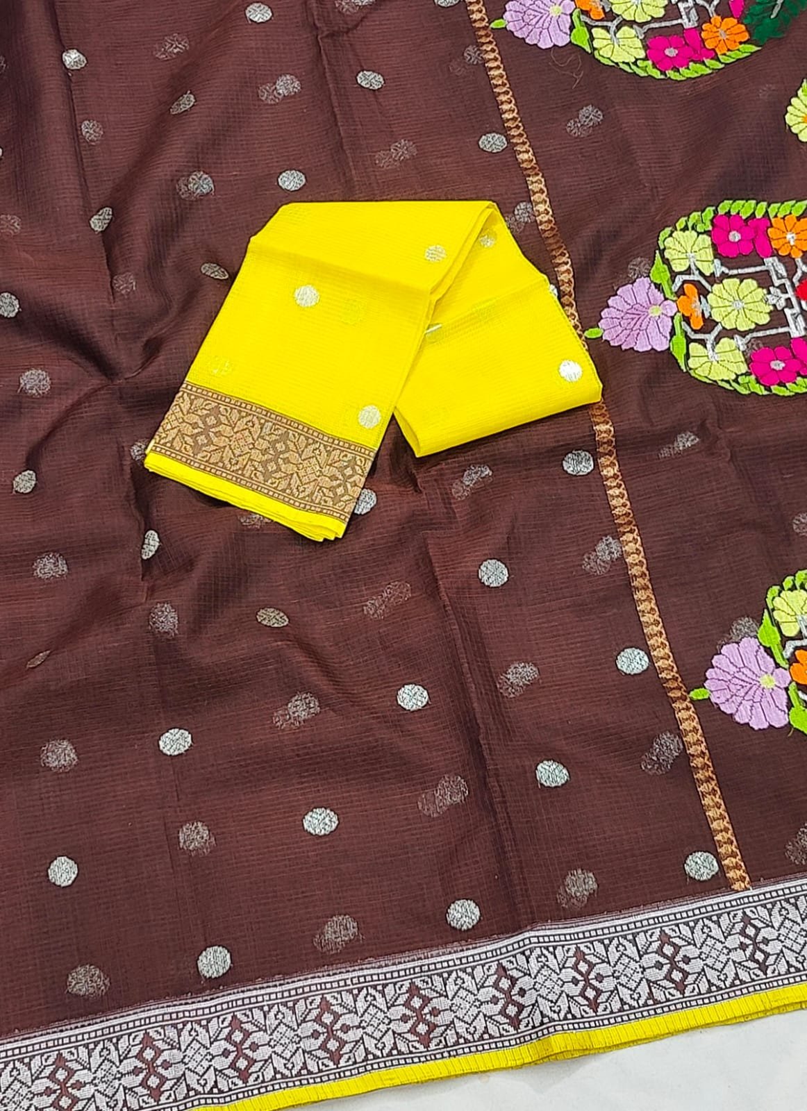 PURE BOTH SIDE KANCHI BORDER ZARIKOTA HANDLOOM SAREE K-46 - Image 2