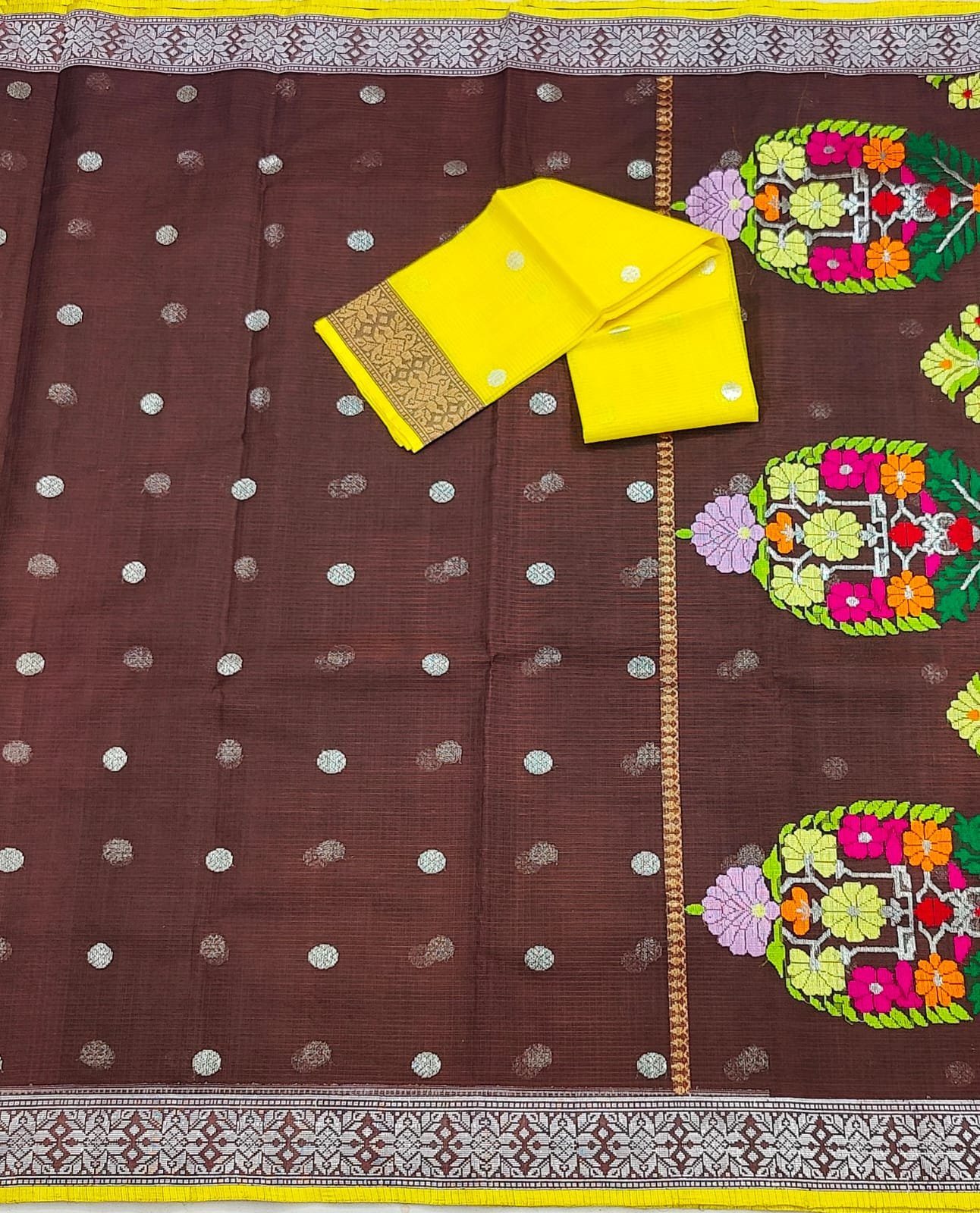 PURE BOTH SIDE KANCHI BORDER ZARIKOTA HANDLOOM SAREE K-46 - Image 3
