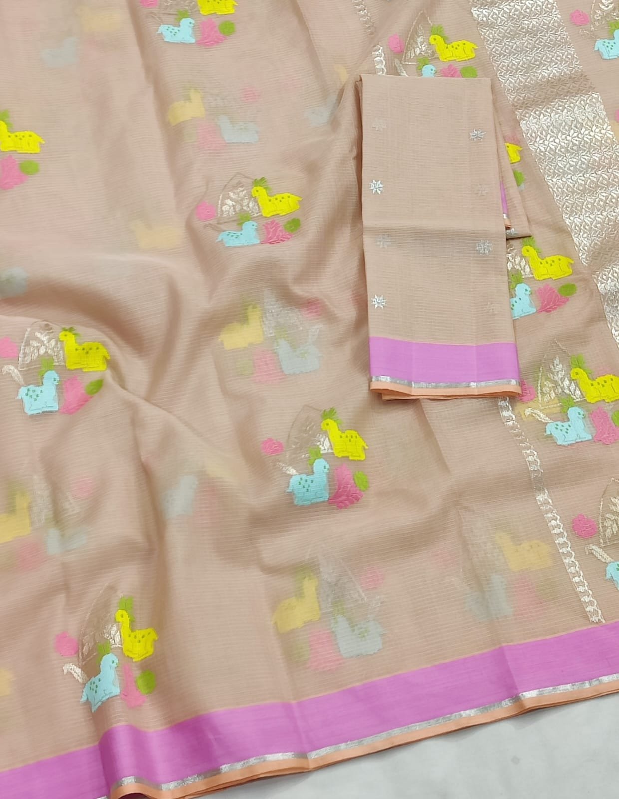 PURE ZARIKOTA HANDLOOM BUTA SAREE WITH BLOUSE B1695 - Image 2