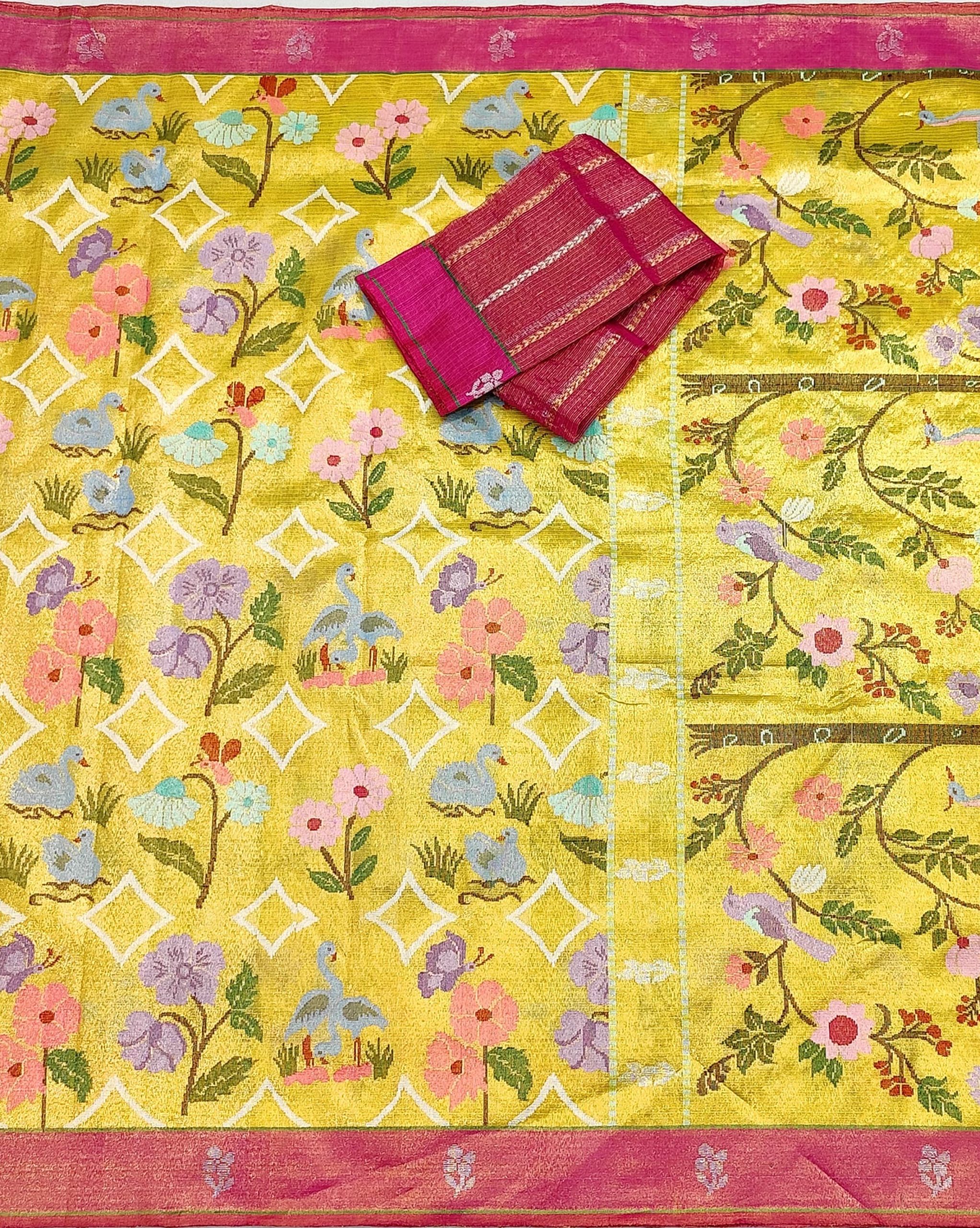 PURE GOLD DUBBLE TISSUE ALL OVER JAAL ZARIKOTA HANDLOOM SAREE_T-386 - Image 3