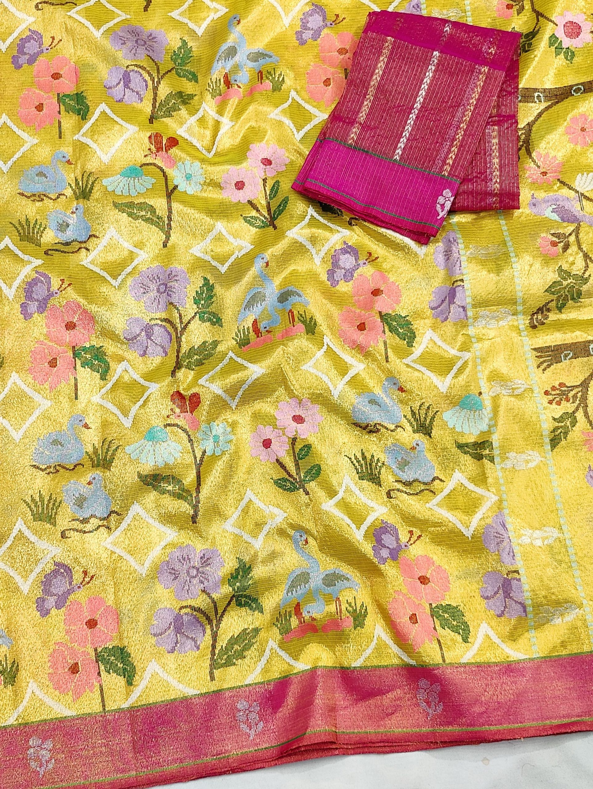 PURE GOLD DUBBLE TISSUE ALL OVER JAAL ZARIKOTA HANDLOOM SAREE_T-386 - Image 2