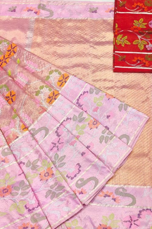 PURE GOLD DUBBLE TISSUE BIG PAITHANI BORDER WITH ALL OVER JAAL ZARIKOTA HANDLOOM SAREE_T-372