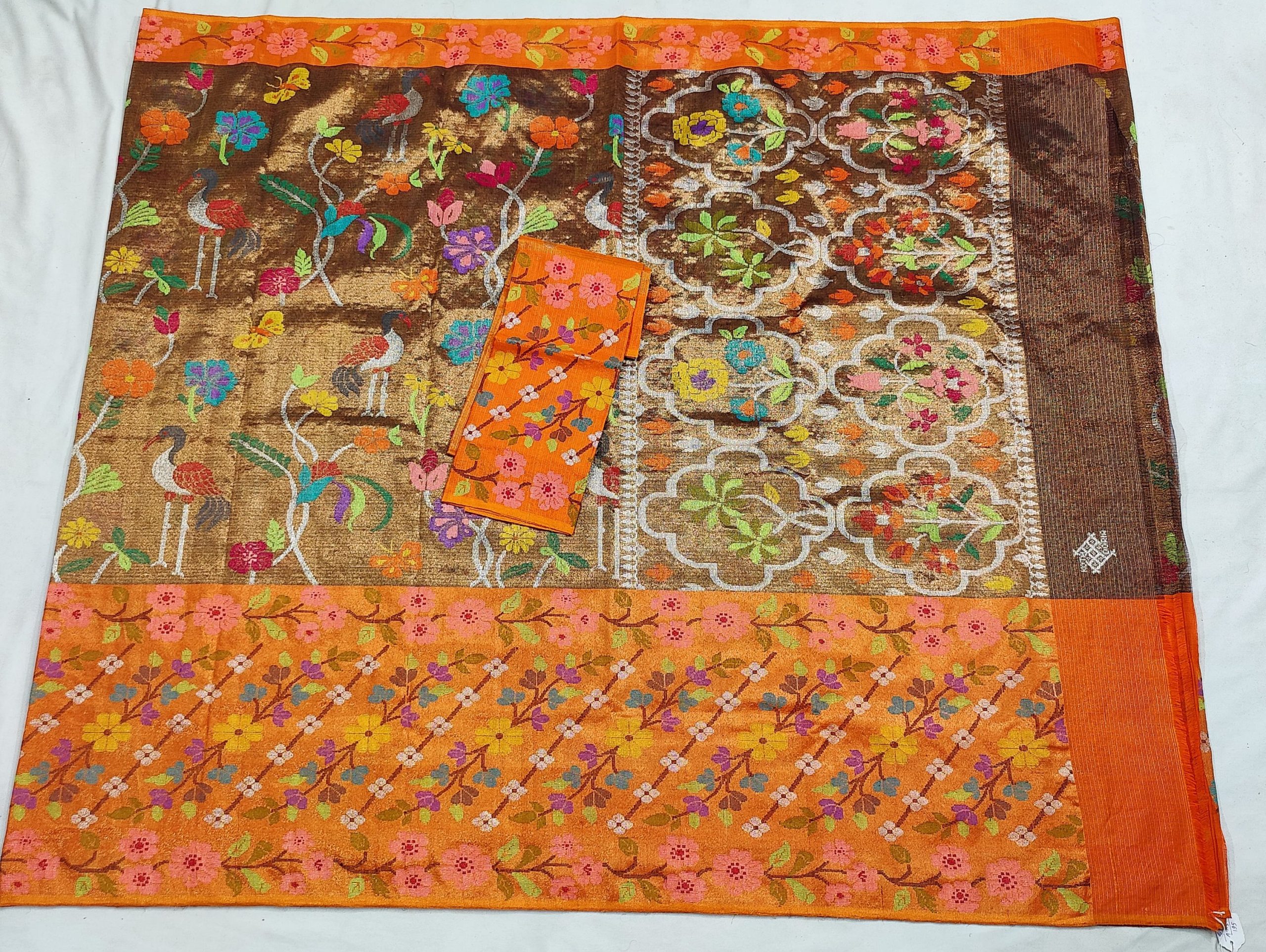 PURE GOLD DUBBLE TISSUE BIG PAITHANI BORDER WITH ALL OVER JAAL ZARIKOTA HANDLOOM SAREE_T-374 - Image 4