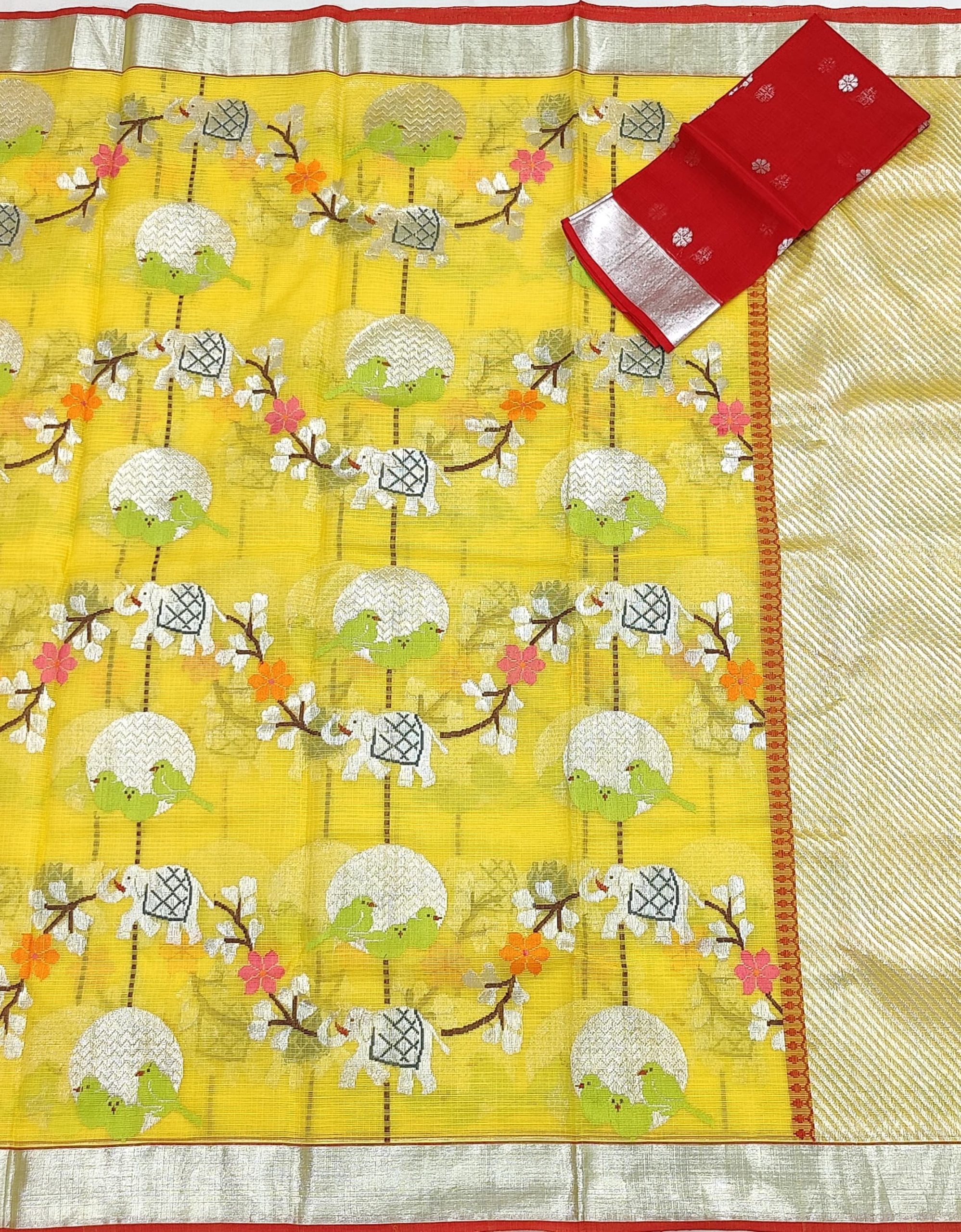 PURE ALL OVER JAAL ZARIKOTA HANDLOOM SAREE WITH BLOUSE_J562 - Image 3