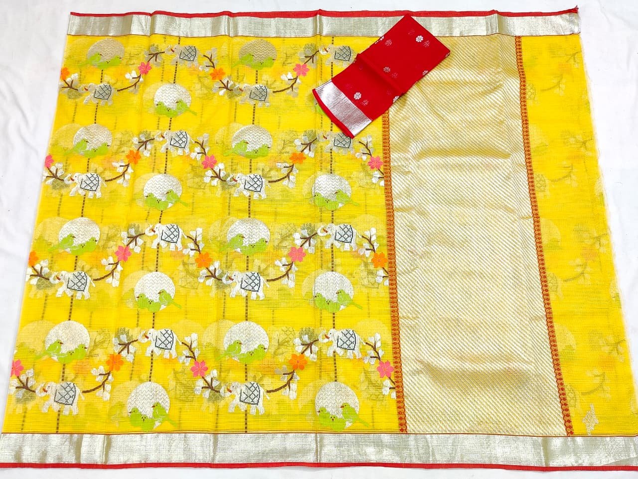PURE ALL OVER JAAL ZARIKOTA HANDLOOM SAREE WITH BLOUSE_J562 - Image 4
