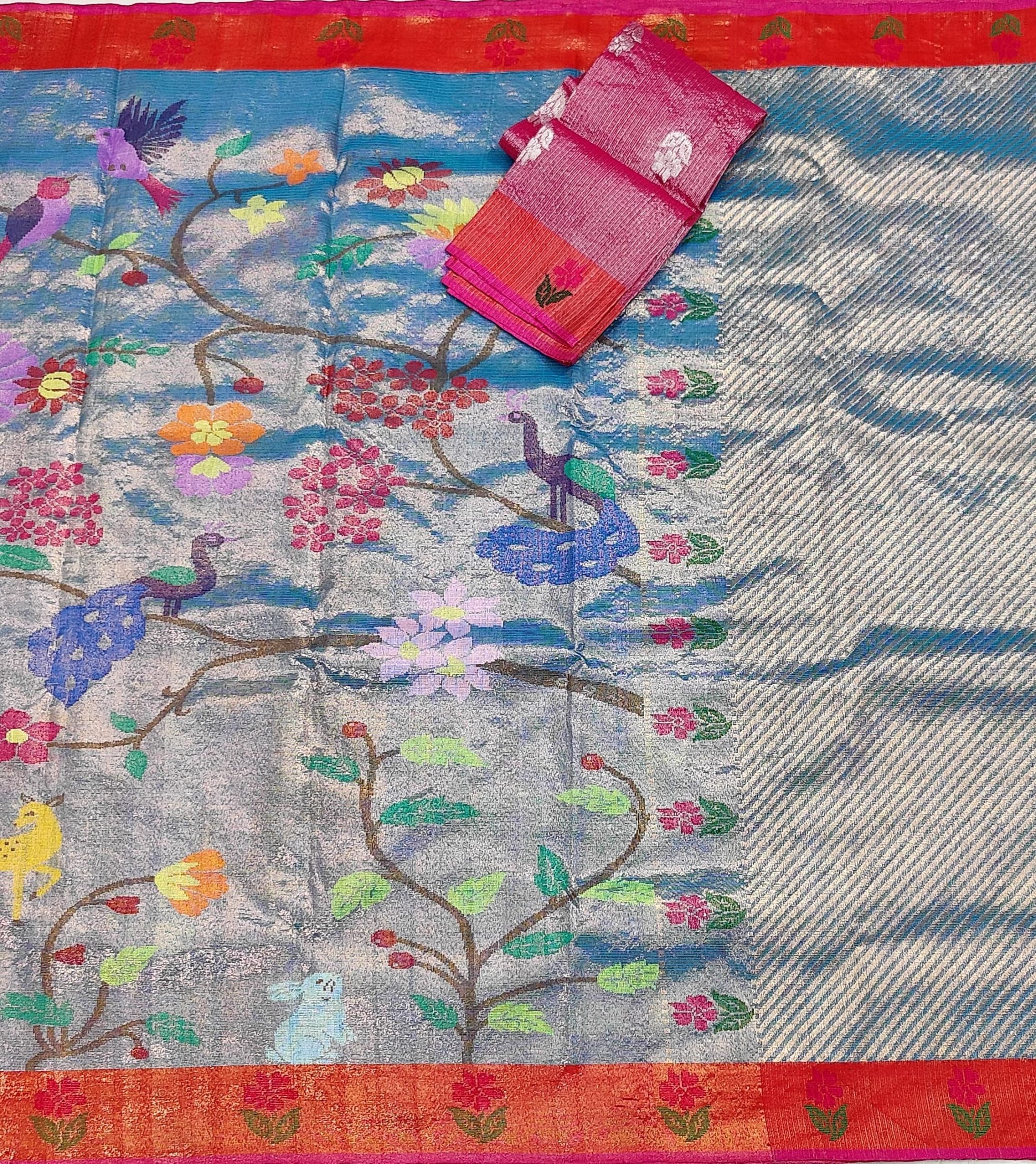 PURE GOLD DUBBLE TISSUE ALL OVER JAAL ZARIKOTA HANDLOOM SAREE_T-381 - Image 3