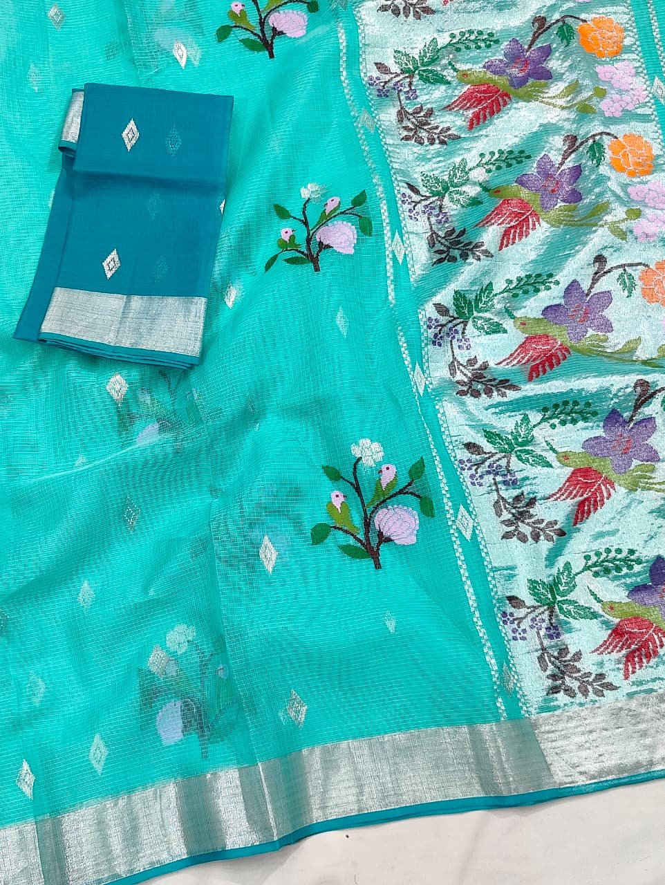 PURE ZARIKOTA HANDLOOM BUTA SAREE WITH BLOUSE B1693 - Image 2