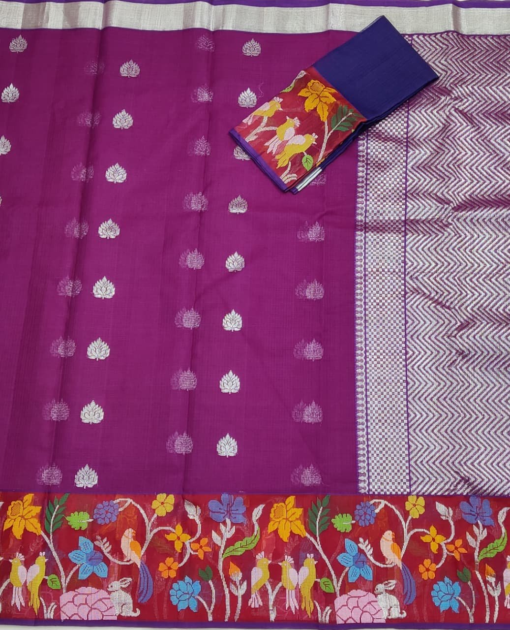 PURE BOTH SIDE PAITHANI BORDER ZARIKOTA HANDLOOM SAREE S-154 - Image 3