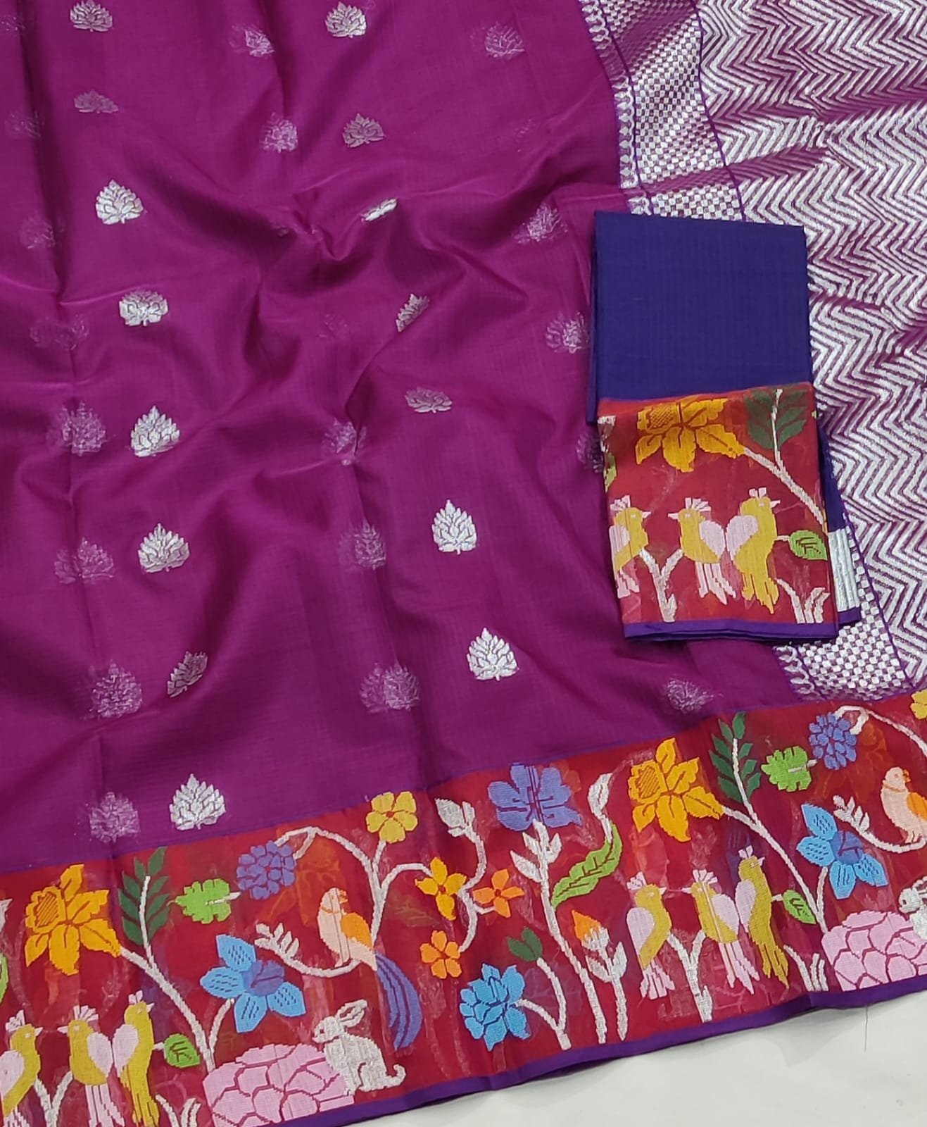 PURE BOTH SIDE PAITHANI BORDER ZARIKOTA HANDLOOM SAREE S-154 - Image 2