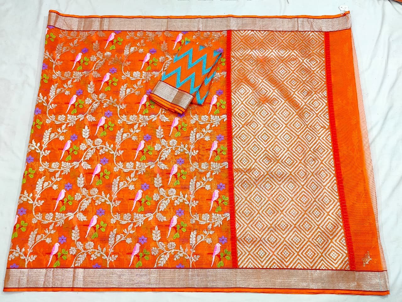 PURE ALL OVER JAAL ZARIKOTA HANDLOOM SAREE WITH BLOUSE_J568 - Image 4