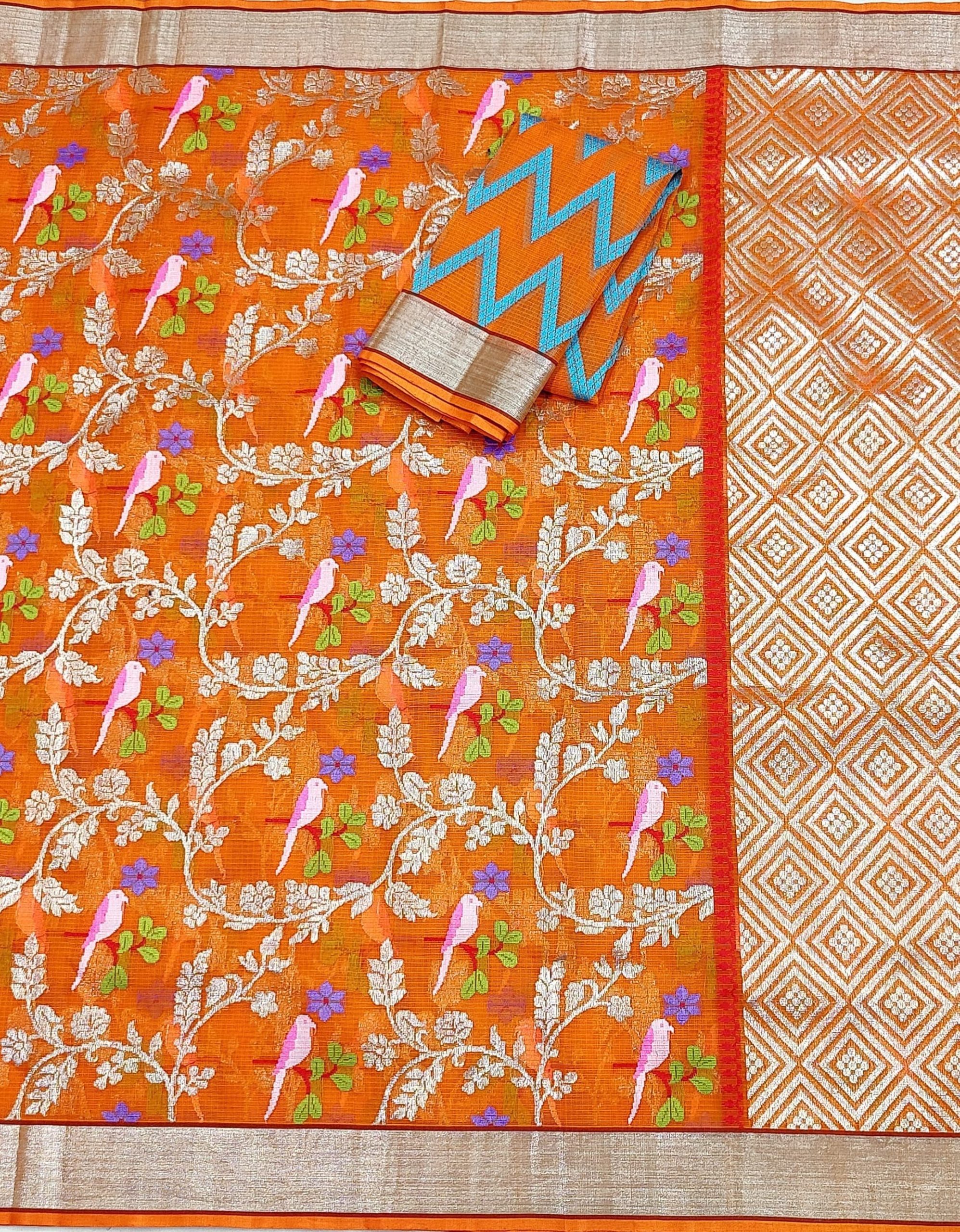 PURE ALL OVER JAAL ZARIKOTA HANDLOOM SAREE WITH BLOUSE_J568 - Image 3
