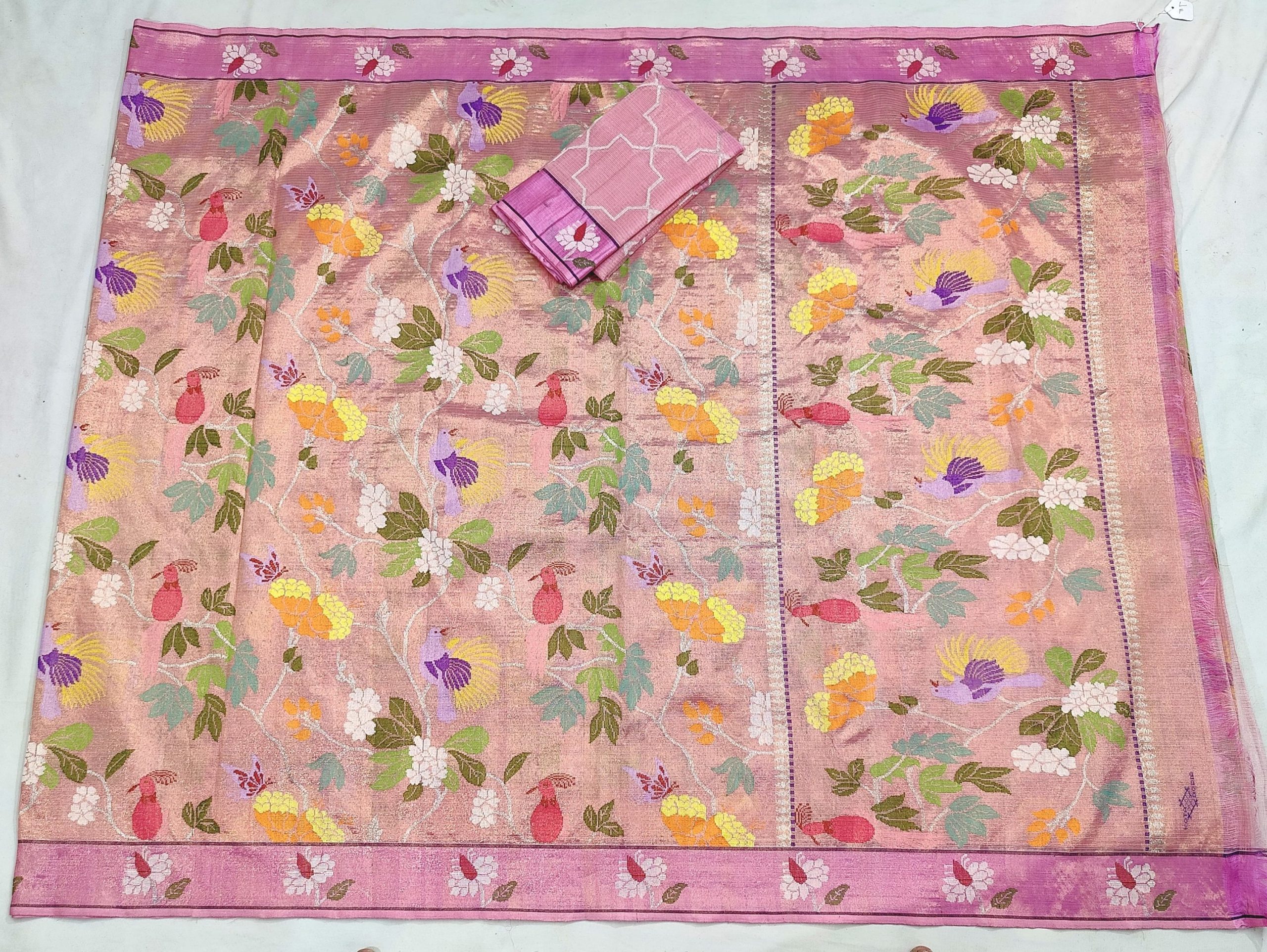 PURE GOLD DUBBLE TISSUE ALL OVER JAAL ZARIKOTA HANDLOOM SAREE_T-382 - Image 4