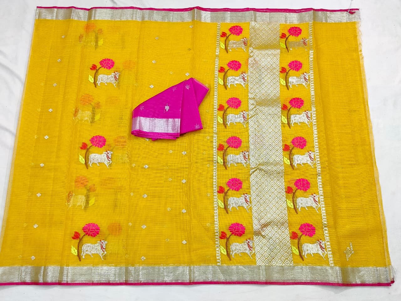 PURE ZARIKOTA HANDLOOM BUTA SAREE WITH BLOUSE B1700 - Image 4