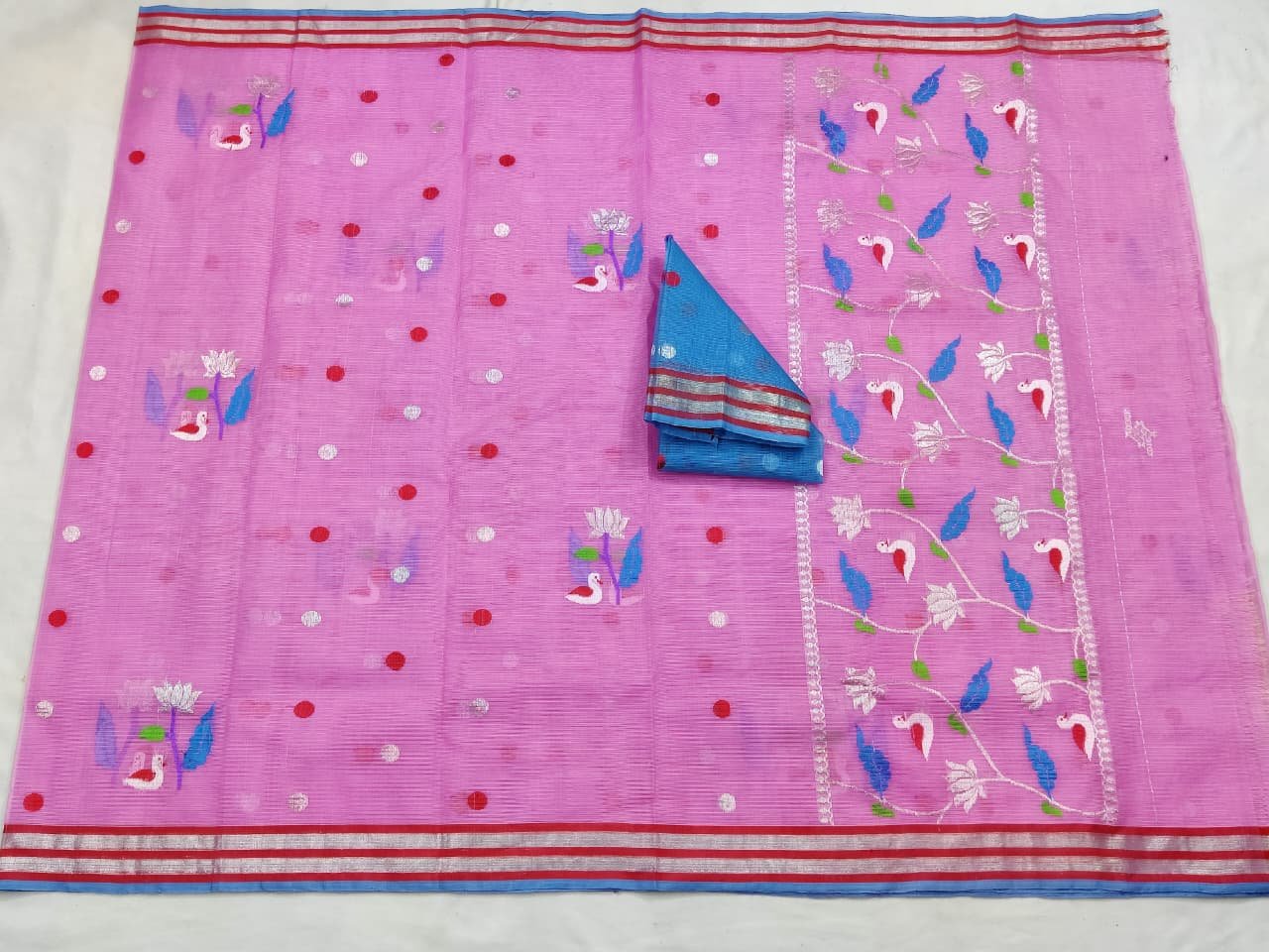 PURE ZARIKOTA HANDLOOM BUTA SAREE WITH BLOUSE B1703 - Image 4