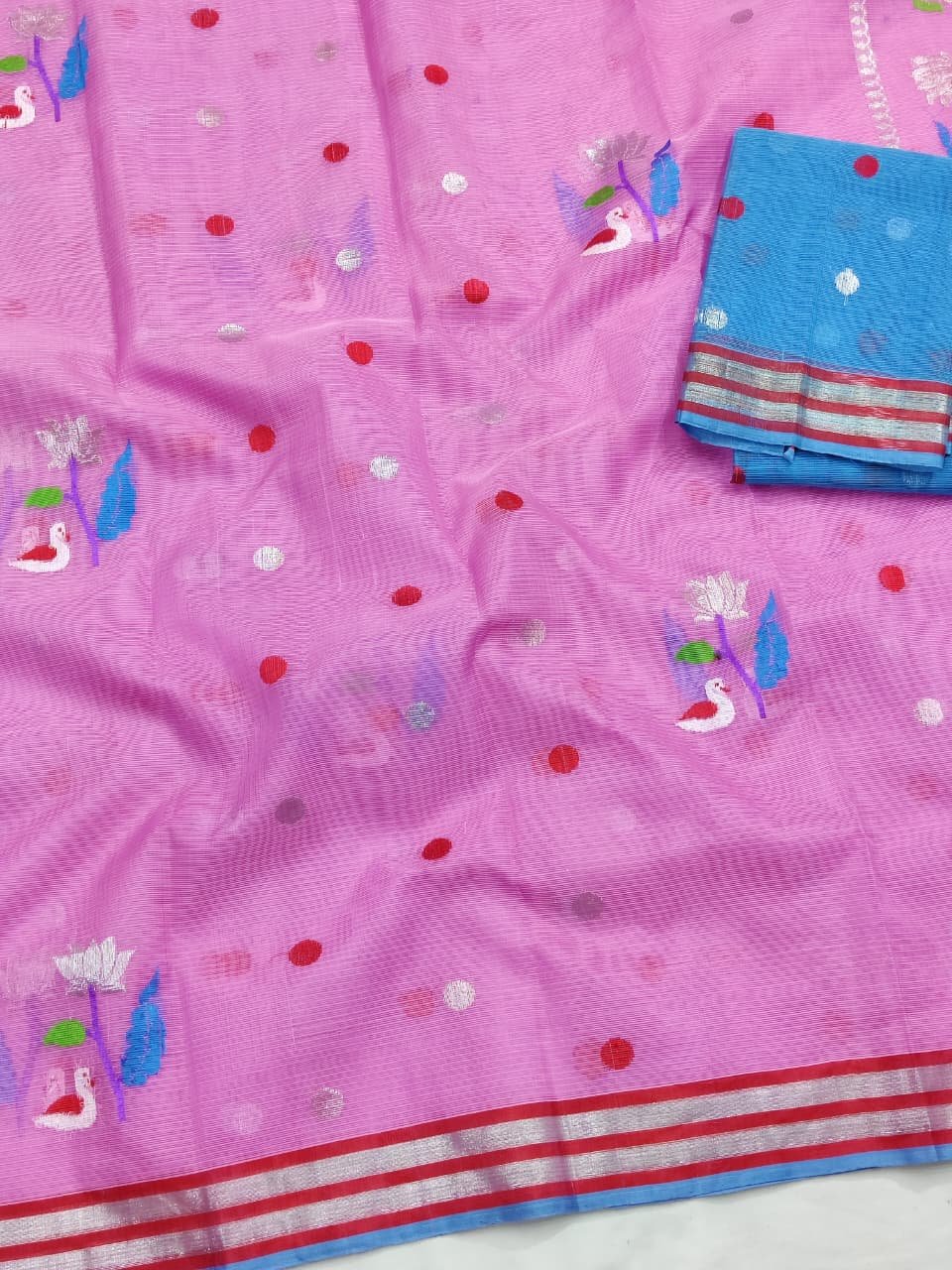 PURE ZARIKOTA HANDLOOM BUTA SAREE WITH BLOUSE B1703 - Image 2