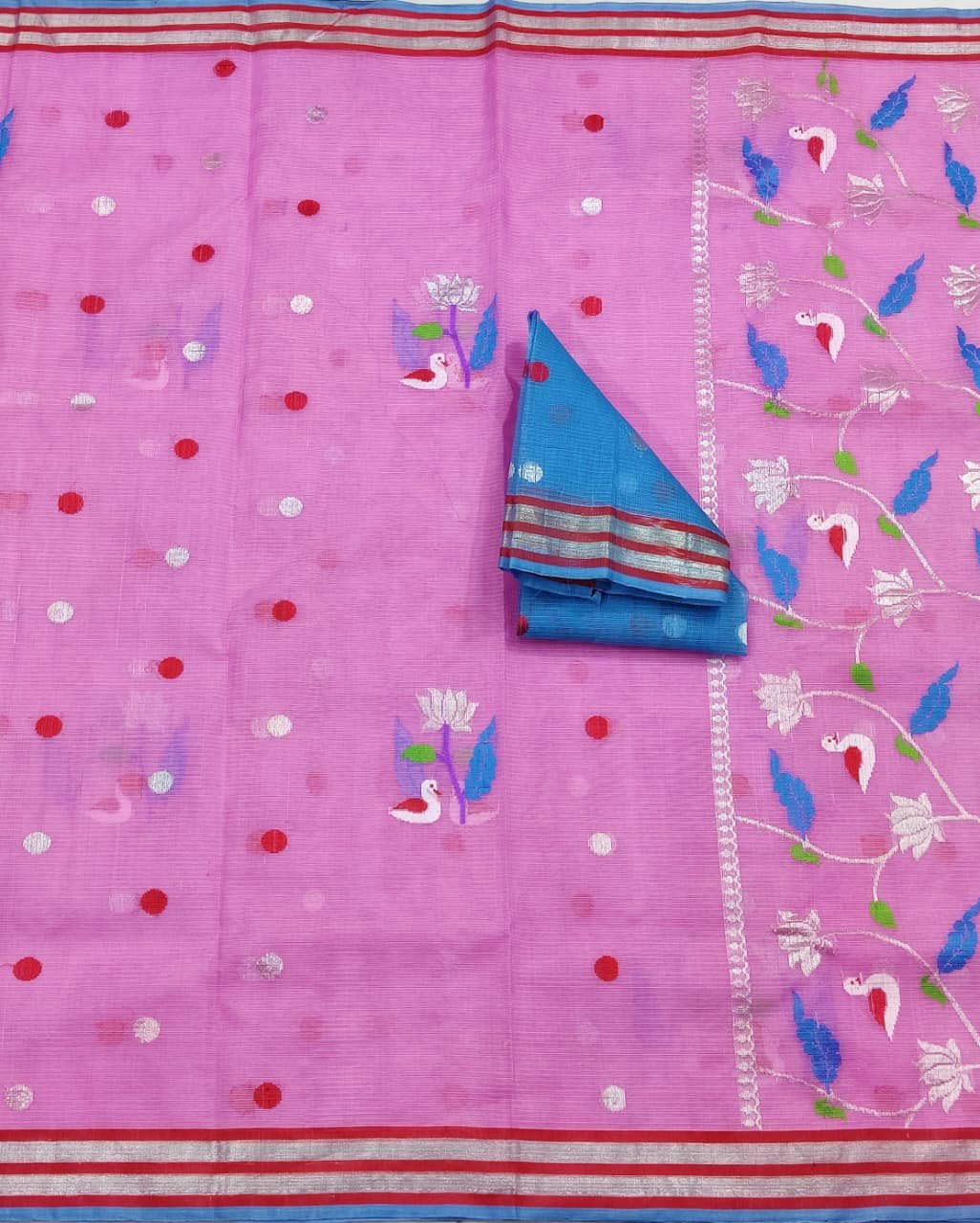 PURE ZARIKOTA HANDLOOM BUTA SAREE WITH BLOUSE B1703 - Image 3