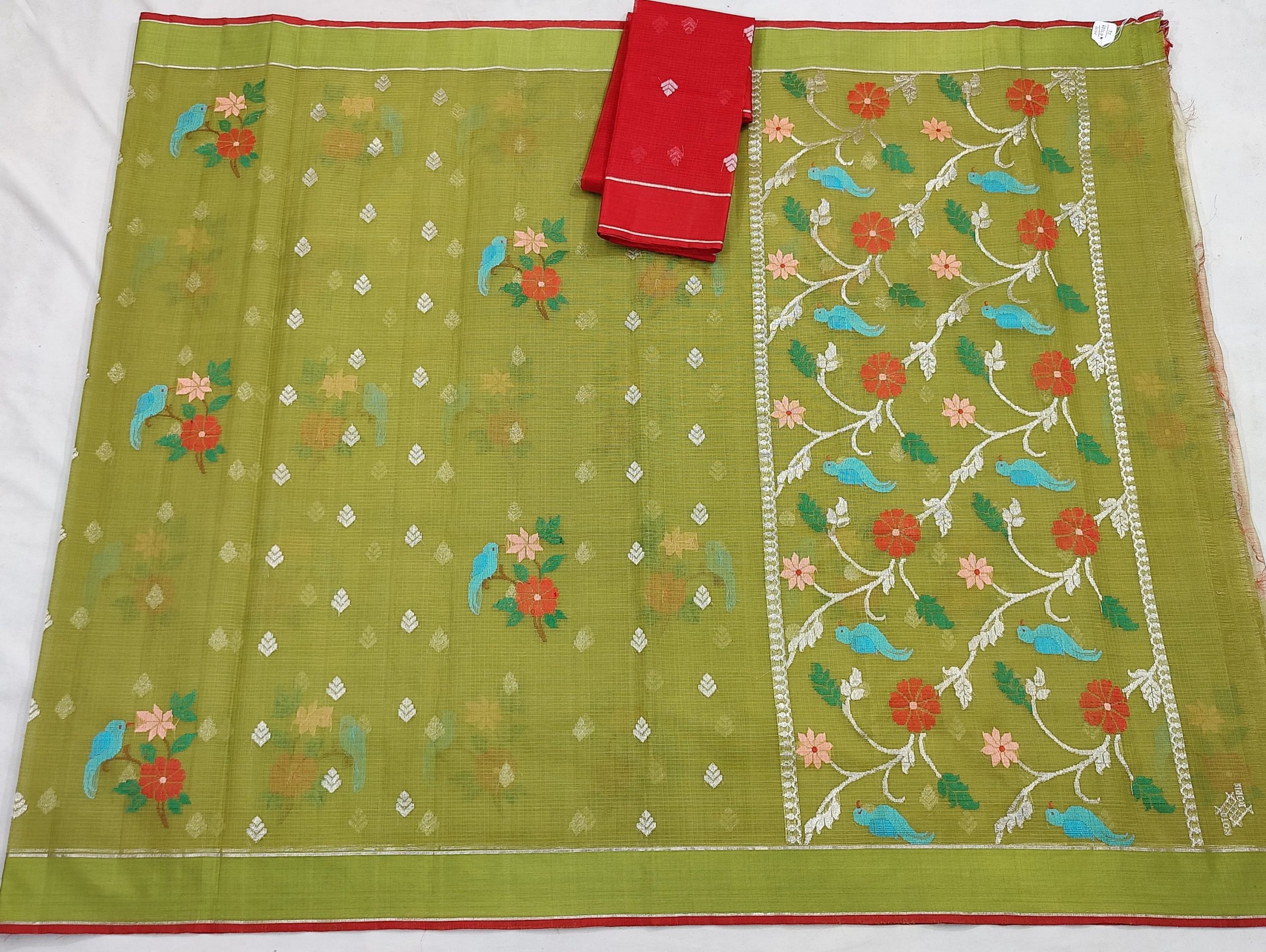 PURE ZARIKOTA HANDLOOM BUTA SAREE WITH BLOUSE B1705 - Image 4
