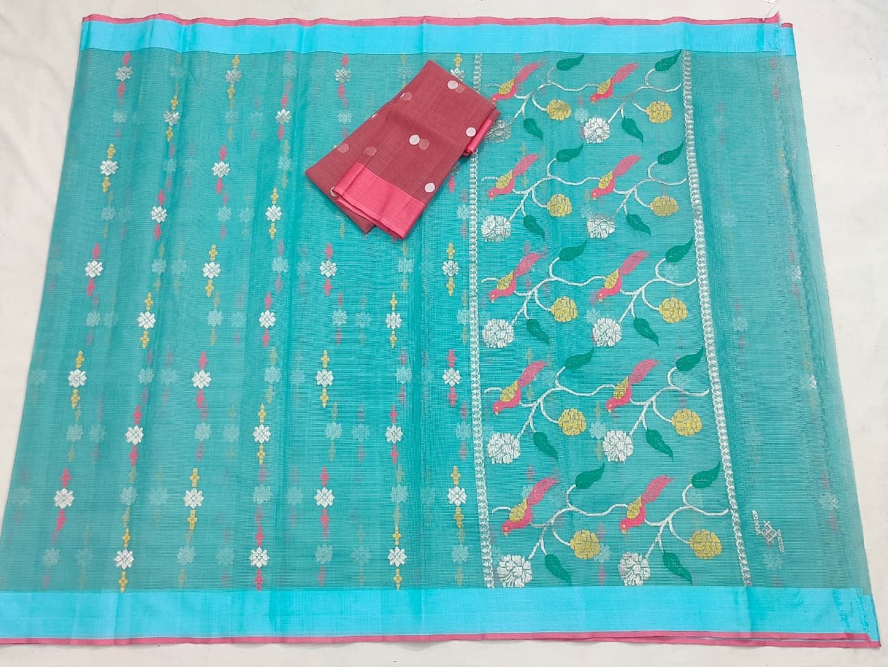 PURE ZARIKOTA HANDLOOM BUTA SAREE WITH BLOUSE B1706 - Image 4