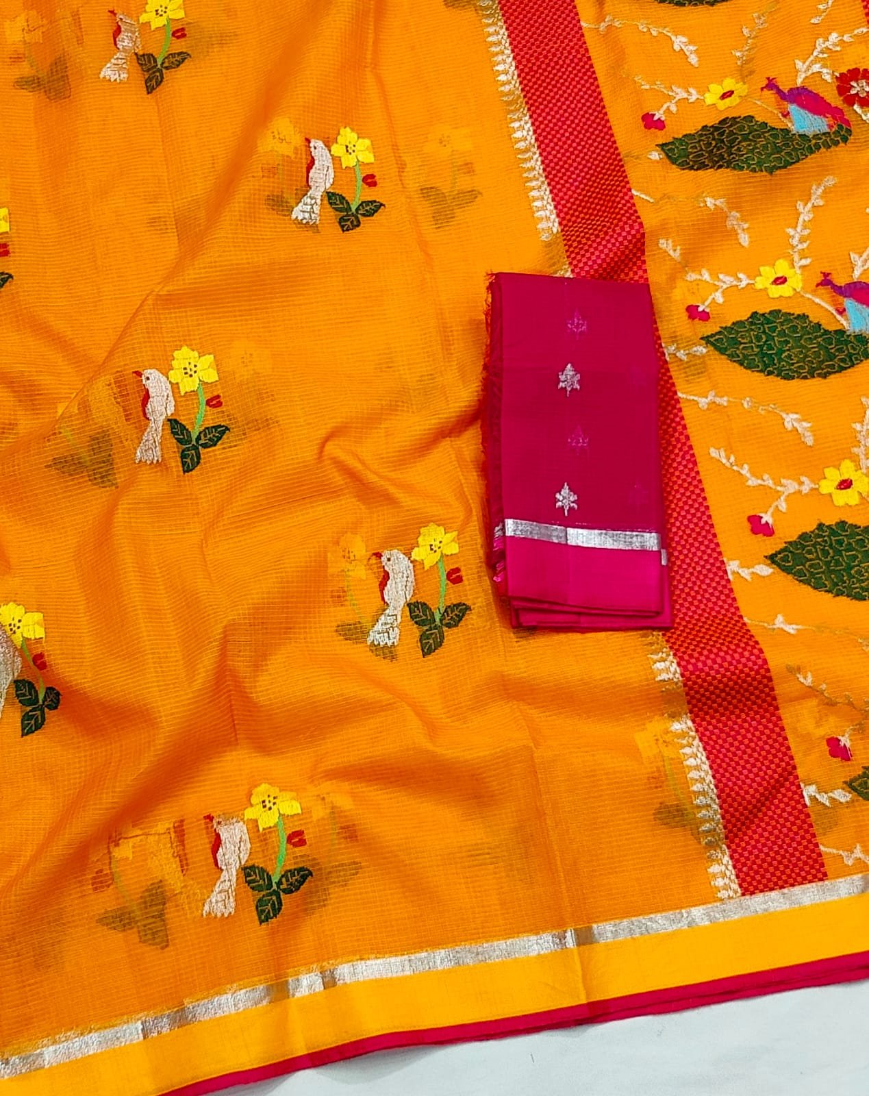 PURE ZARIKOTA HANDLOOM BUTA SAREE WITH BLOUSE B1707 - Image 2