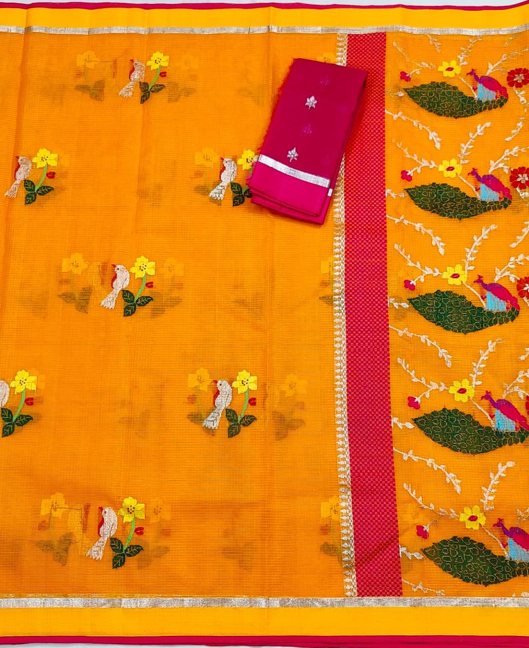 PURE ZARIKOTA HANDLOOM BUTA SAREE WITH BLOUSE B1707 - Image 3