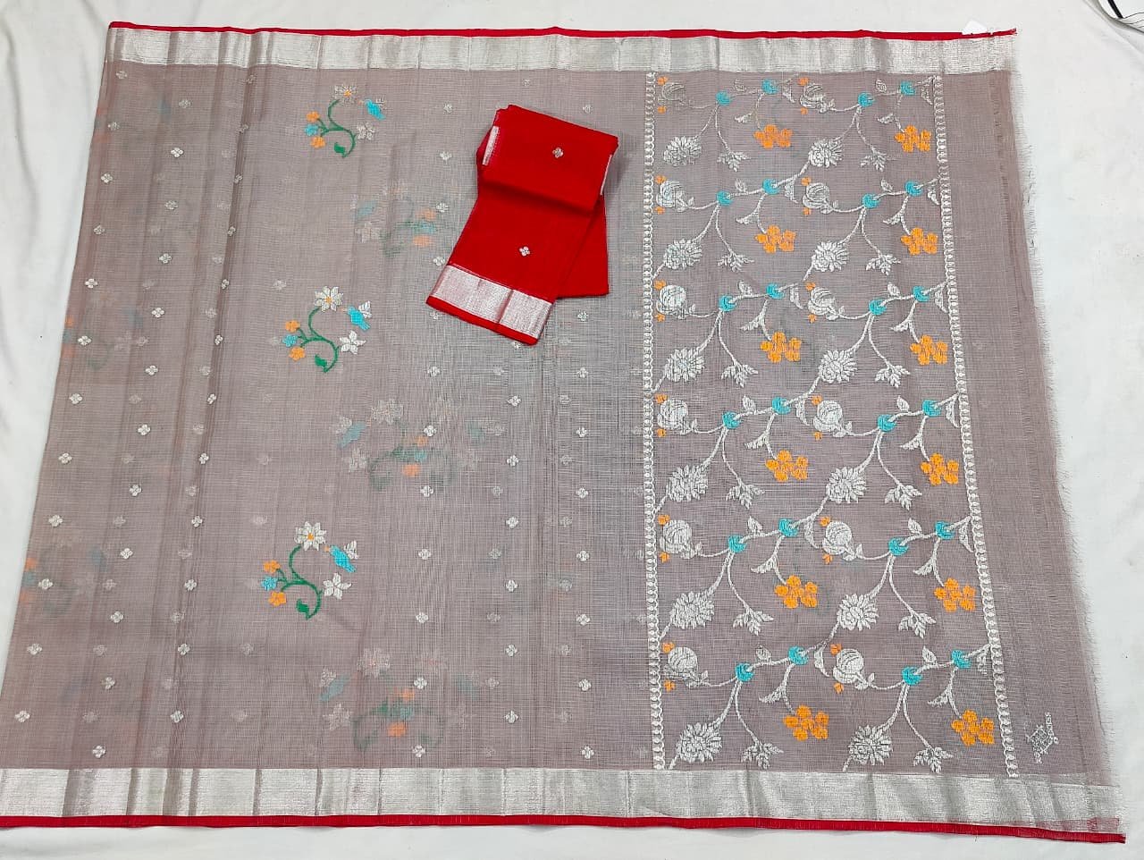PURE ZARIKOTA HANDLOOM BUTA SAREE WITH BLOUSE B1708 - Image 4