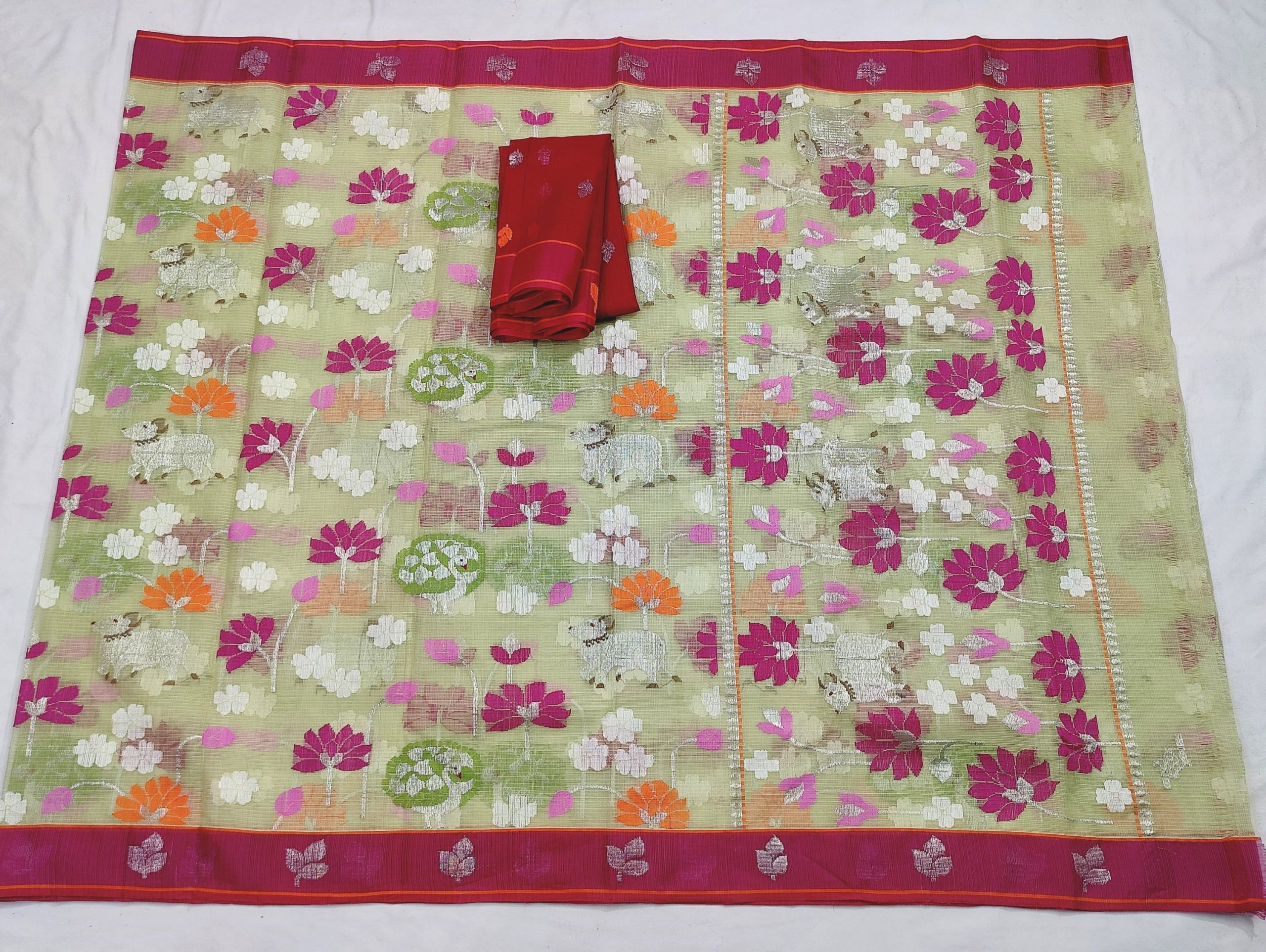 PURE ALL OVER JAAL ZARIKOTA HANDLOOM SAREE WITH BLOUSE_J565 - Image 4