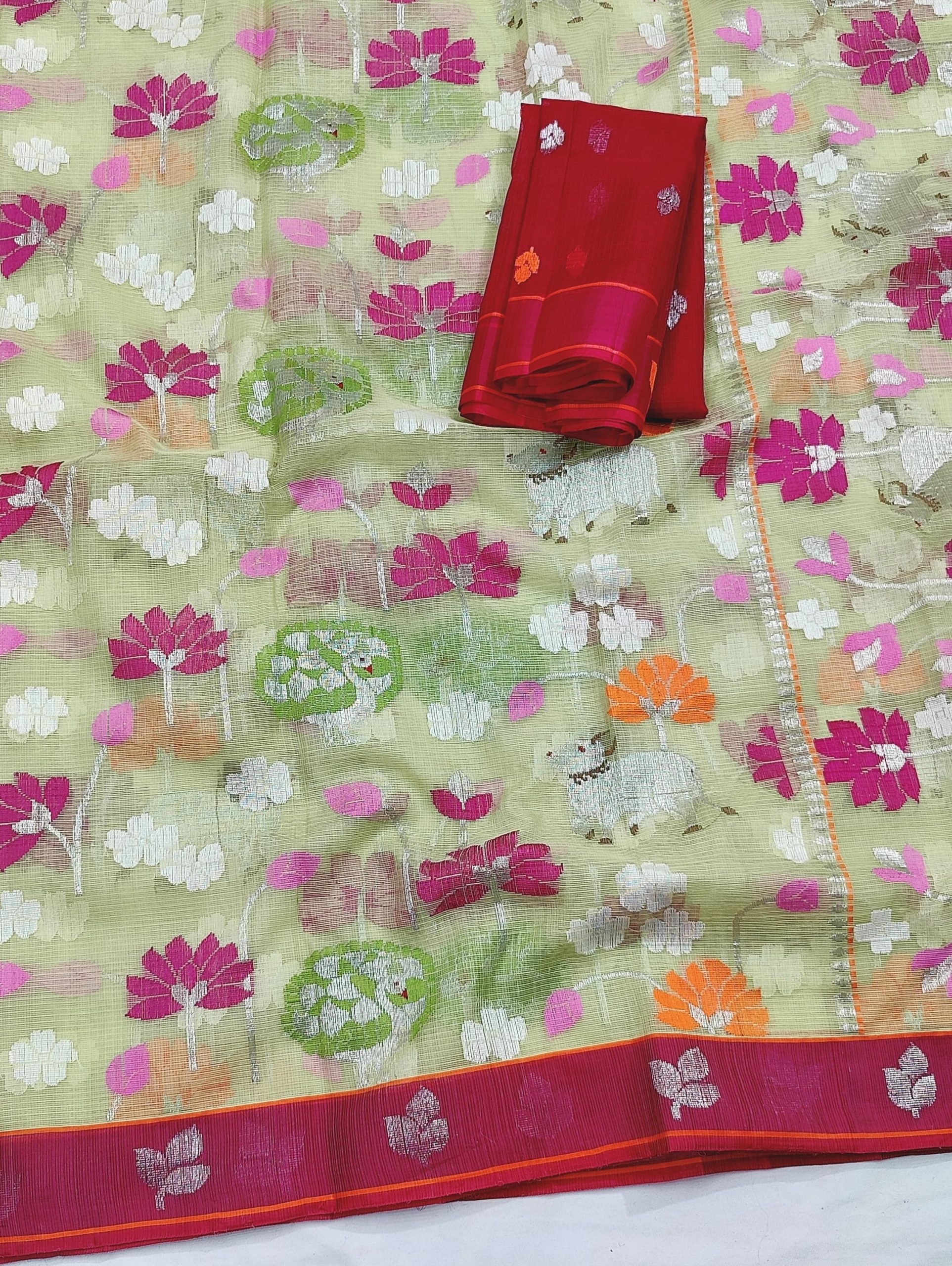 PURE ALL OVER JAAL ZARIKOTA HANDLOOM SAREE WITH BLOUSE_J565 - Image 2